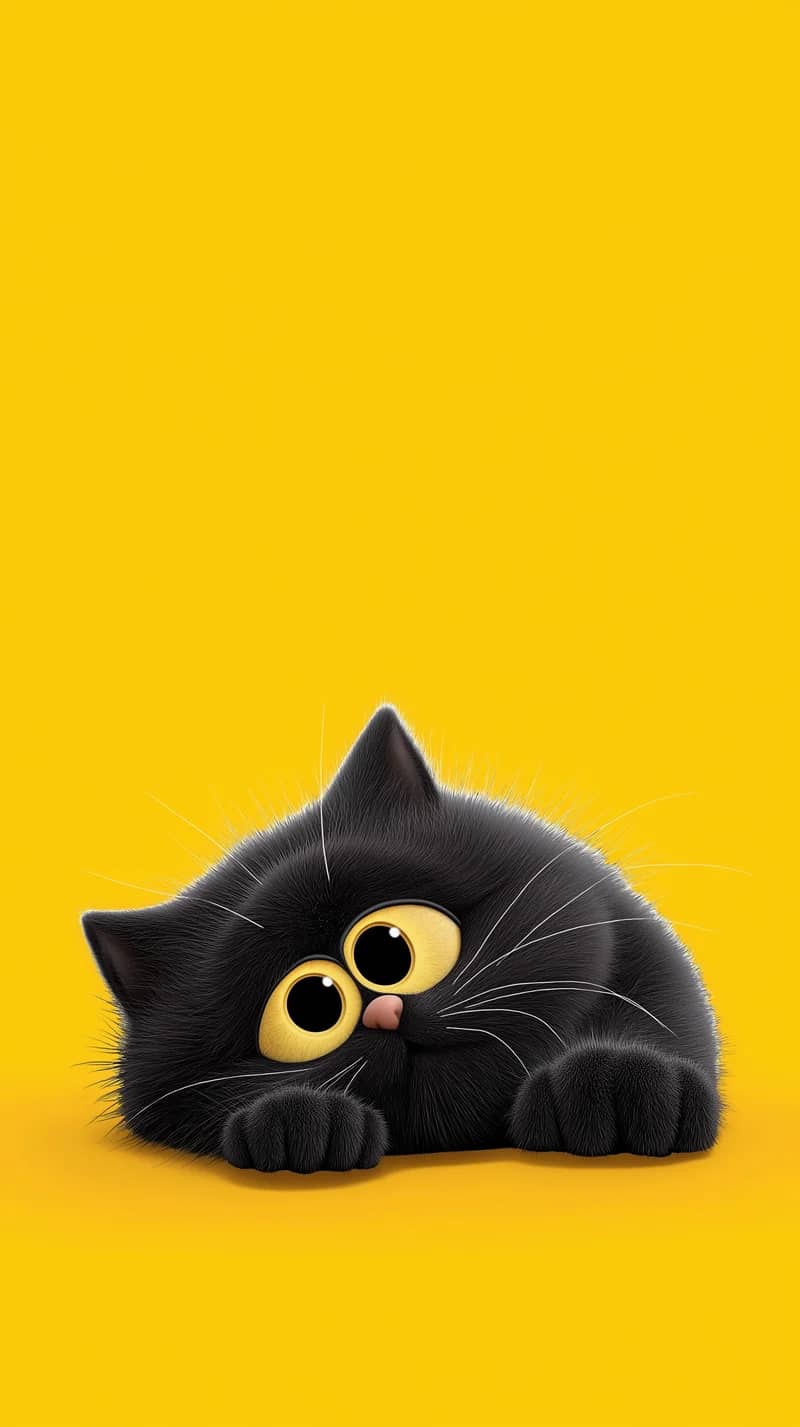 Cute Tilted Black Cat Eyes Yellow Minimal 4K Wallpaper Wallpaper | Picmaze