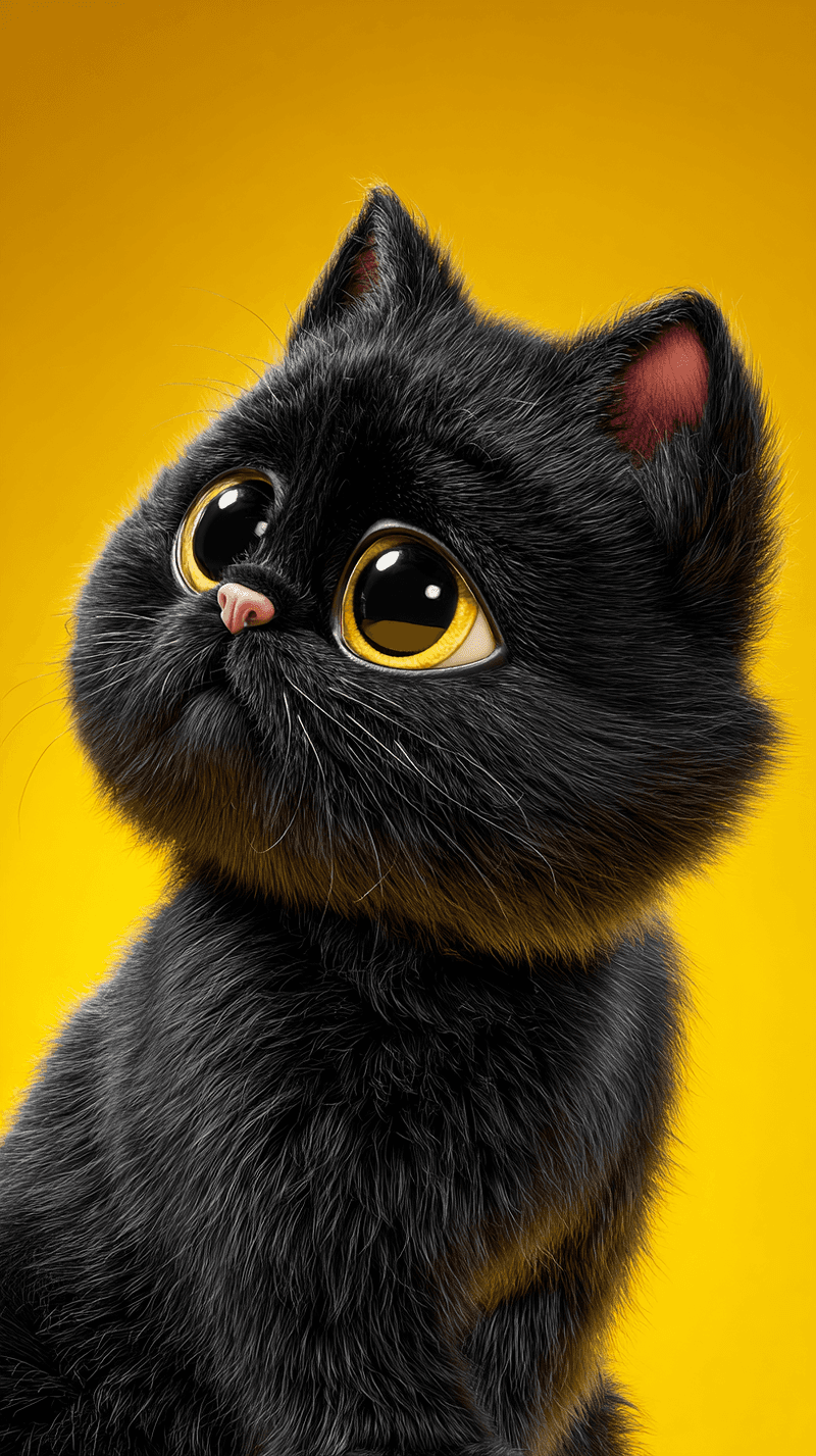 Cute Black Kitty Android Wallpaper – Soft Fur Cartoon Cat 4K Mobile Background - Cat Wallpapers mobile Wallpaper | Picmaze