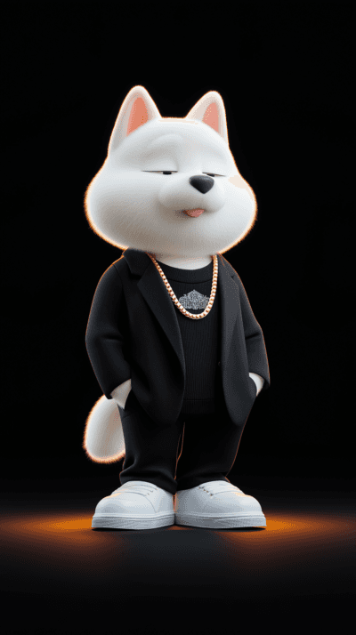 Cool Cute White Dog in Black Outfit AMOLED Wallpaper – 3D Stylish Android Background - Mobile mobile Wallpaper | Picmaze