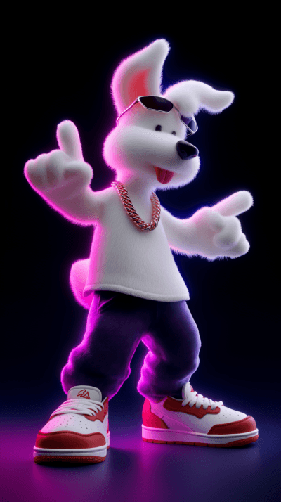 Cool Cute White Dog Neon Glow 3D Wallpaper – Trendy Dark Android Background - Mobile mobile Wallpaper | Picmaze