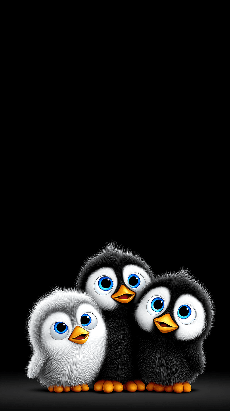 Cute Baby Penguins Wallpaper 4K Dark Background - draft mobile Wallpaper | Picmaze