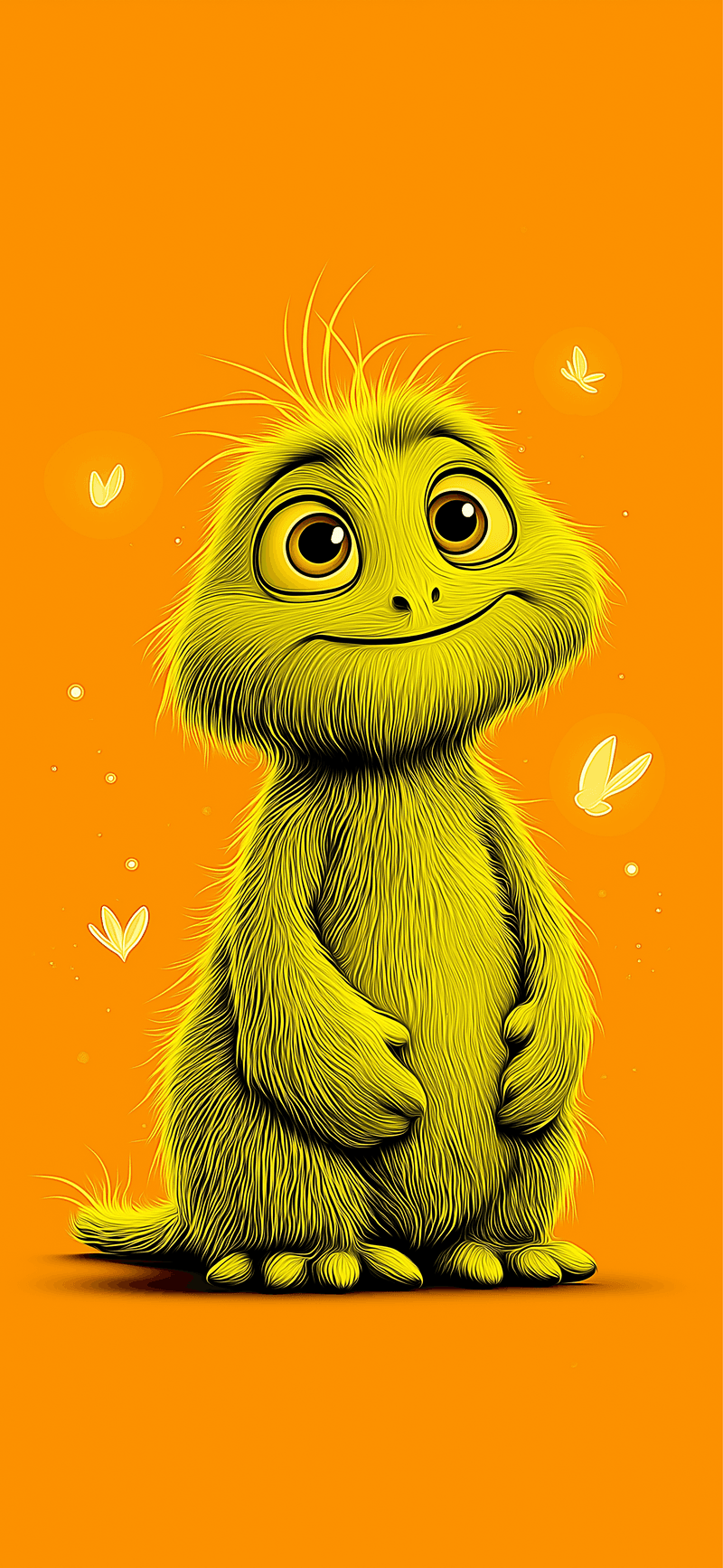 Cute Yellow Fluffy Monster Wallpaper – Adorable Cartoon 4K - ios wallpapers mobile Wallpaper | Picmaze