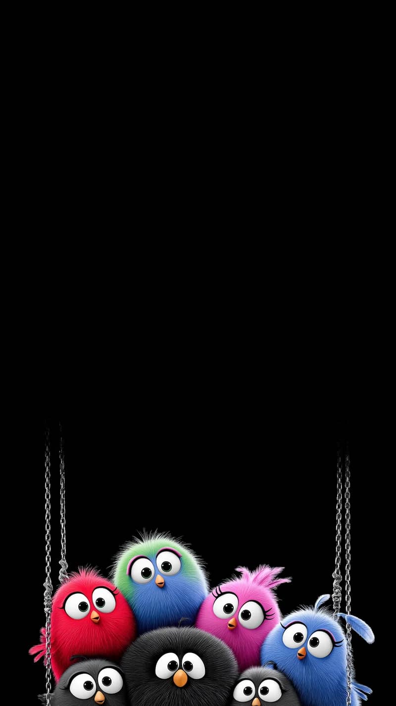 Cute Fluffy Birds on Swing Minimal Black Aesthetic Wallpaper Wallpaper | Picmaze