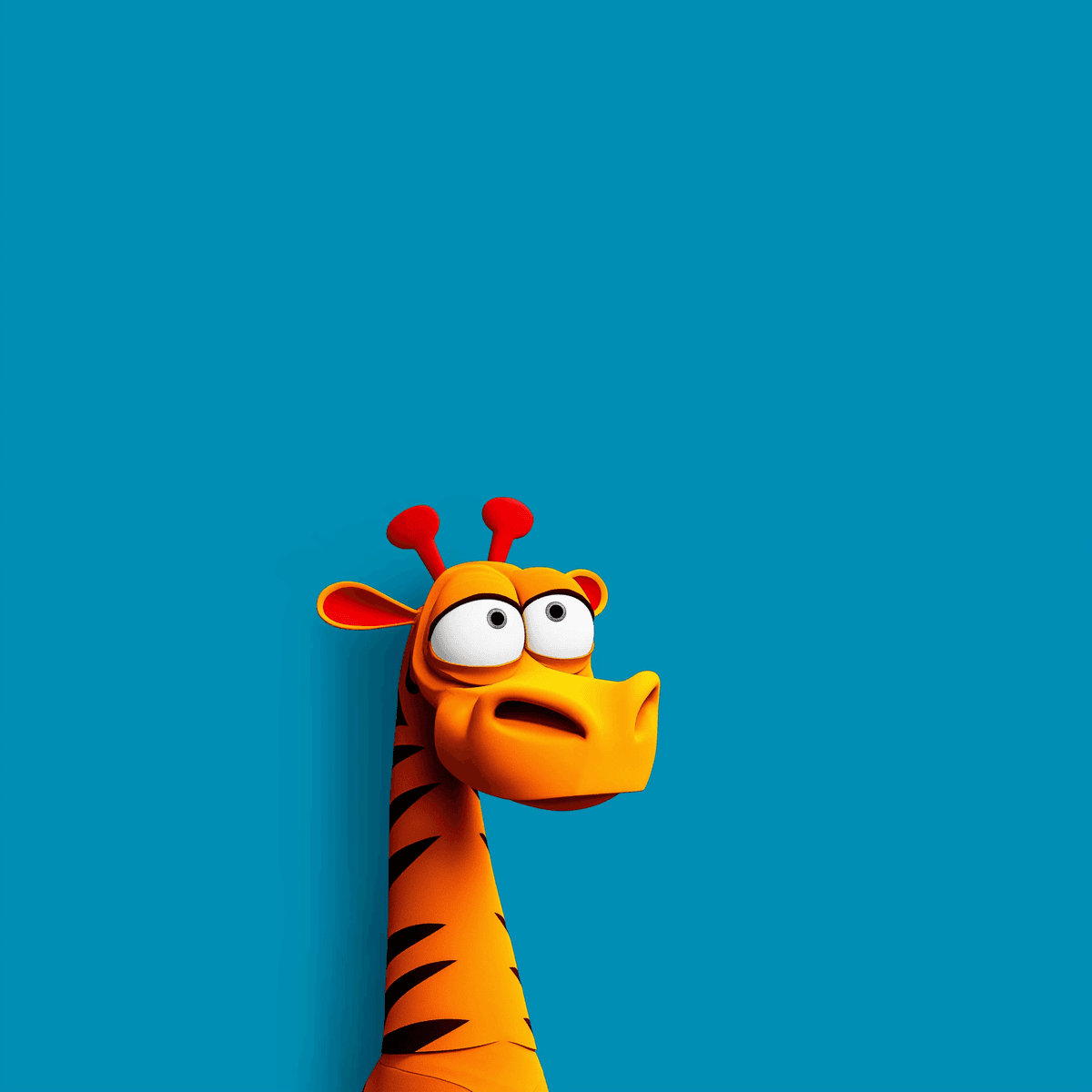 Cute Cartoon Giraffe Wallpaper – Funny Big‑Eyes Orange Giraffe Cyan Background wallpaper - profile-pictures | Picmaze