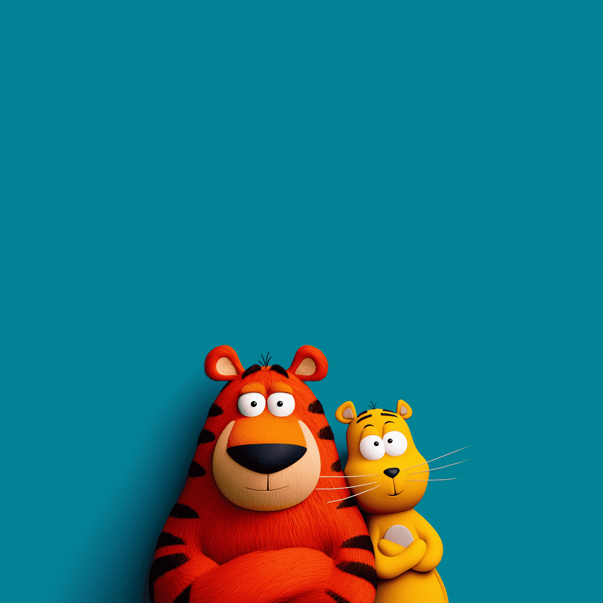 Cute Cartoon Tiger and Lion Wallpaper – Funny Animal Friends Cyan Background wallpaper - profile-pictures | Picmaze