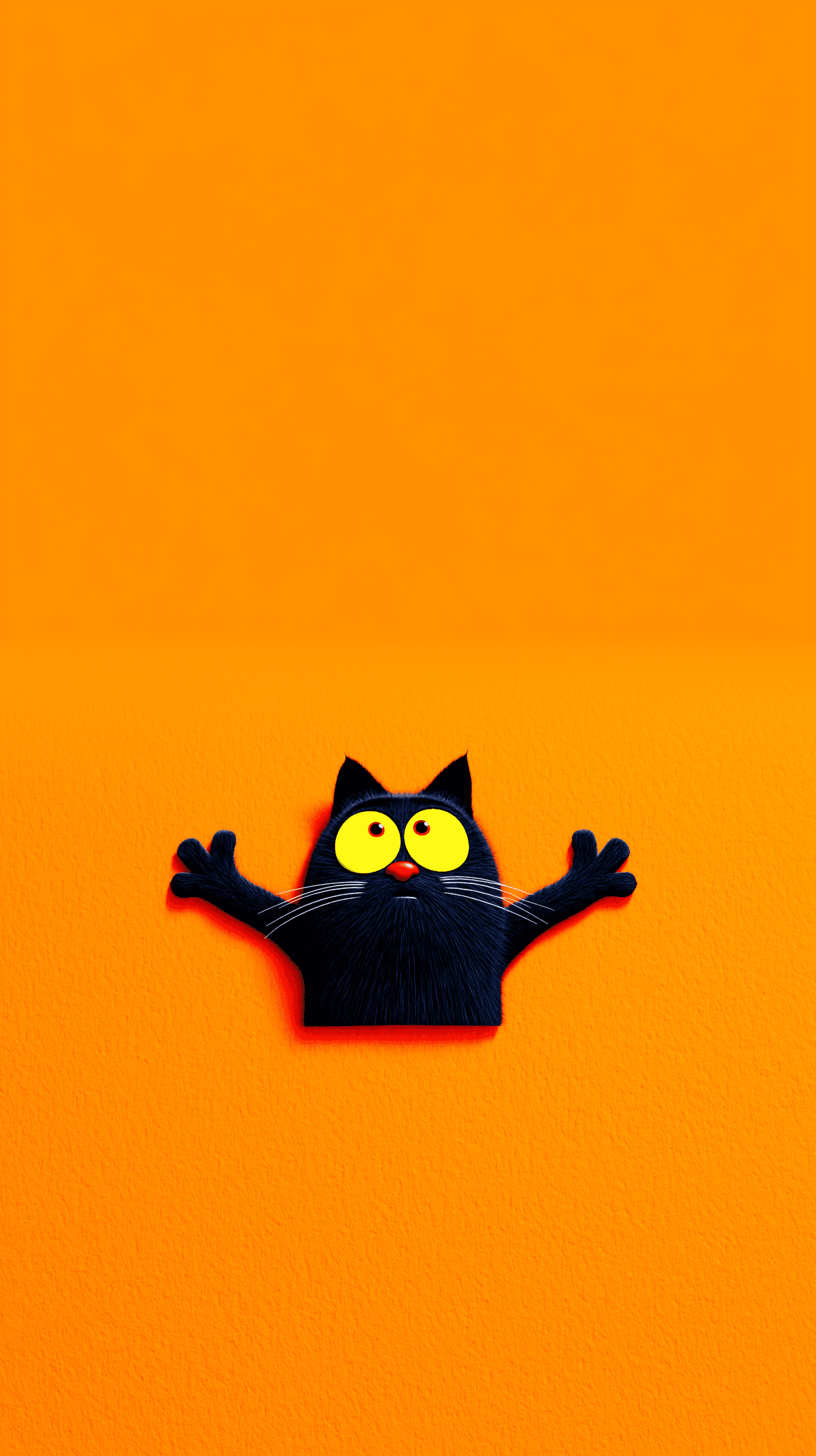 Funny Black Cat Surprise Wallpaper – Cute Cartoon Cat Orange Background Android wallpaper - Cat Wallpapers | Picmaze