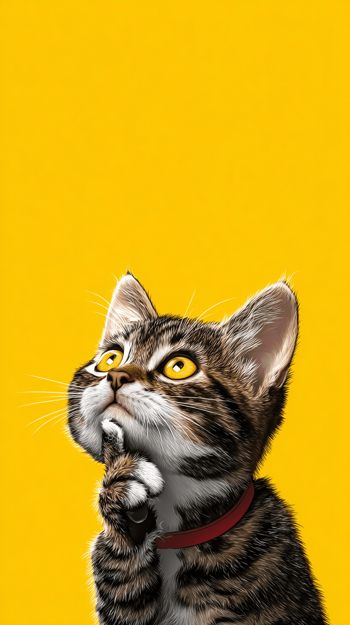 Cute Thinking Tabby Kitten Android Wallpaper – Golden Eyes Cat Yellow Background wallpaper - Cat Wallpapers | Picmaze