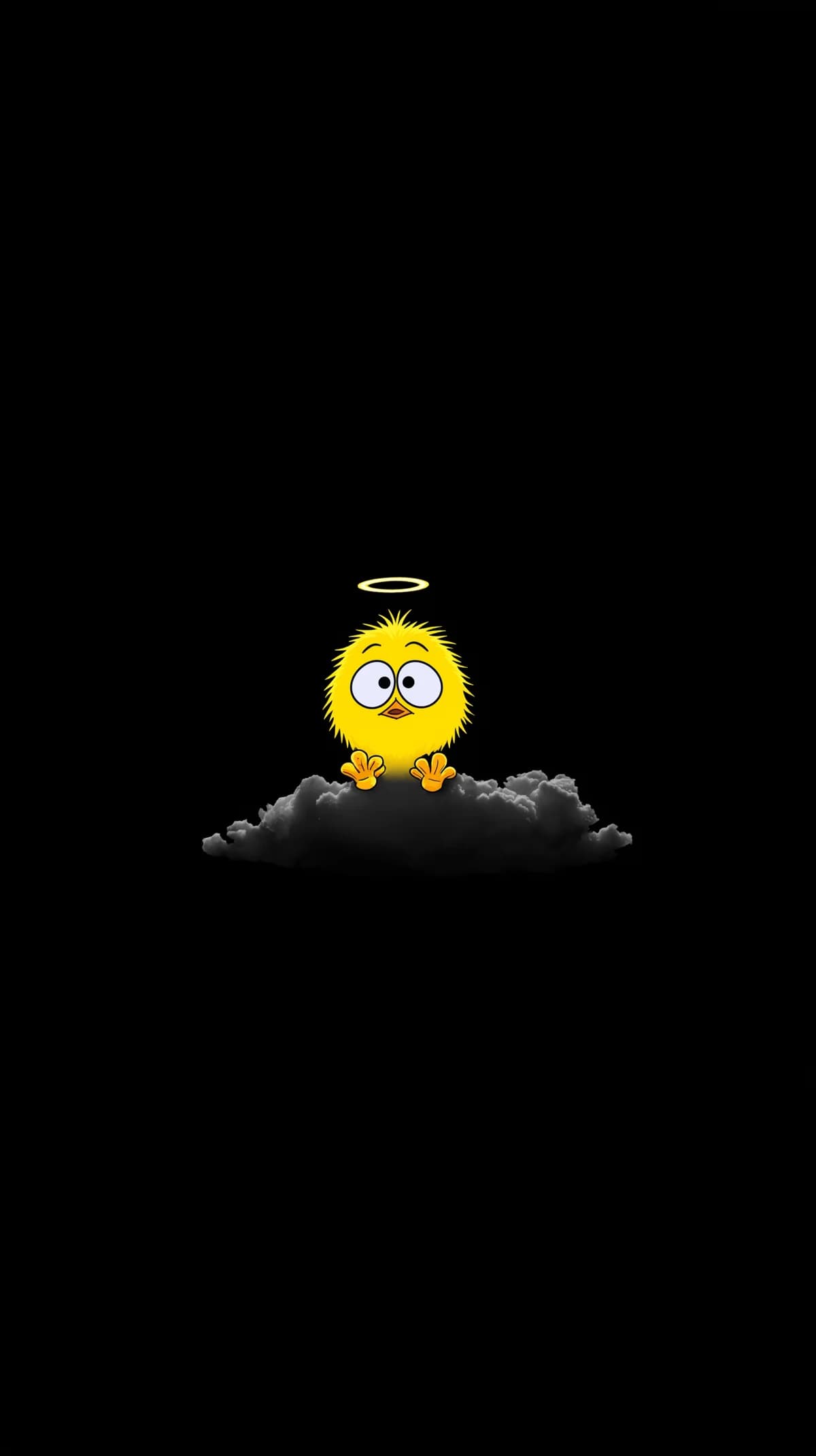 Minimal Cute Angel Chick on Cloud Dark 4K Wallpaper wallpaper - Bird Wallpapers | Picmaze