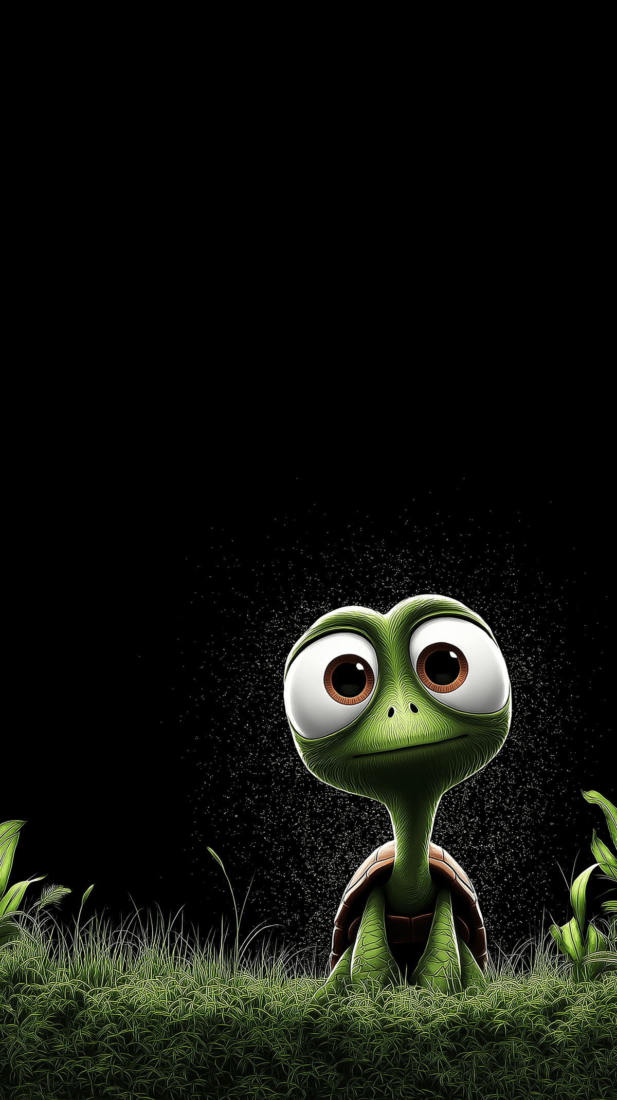Cute Baby Turtle in Grass Android Wallpaper – Big Eyes Cartoon Turtle Nature Dark Background wallpaper - Turtle | Picmaze