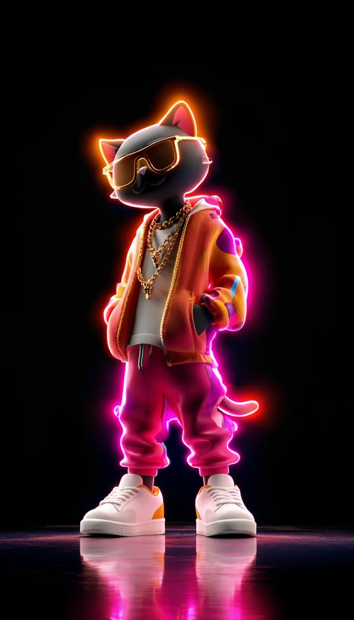 Neon Drip Cat 3D Wallpaper with Gold Glow Street Style wallpaper - neon style | Picmaze