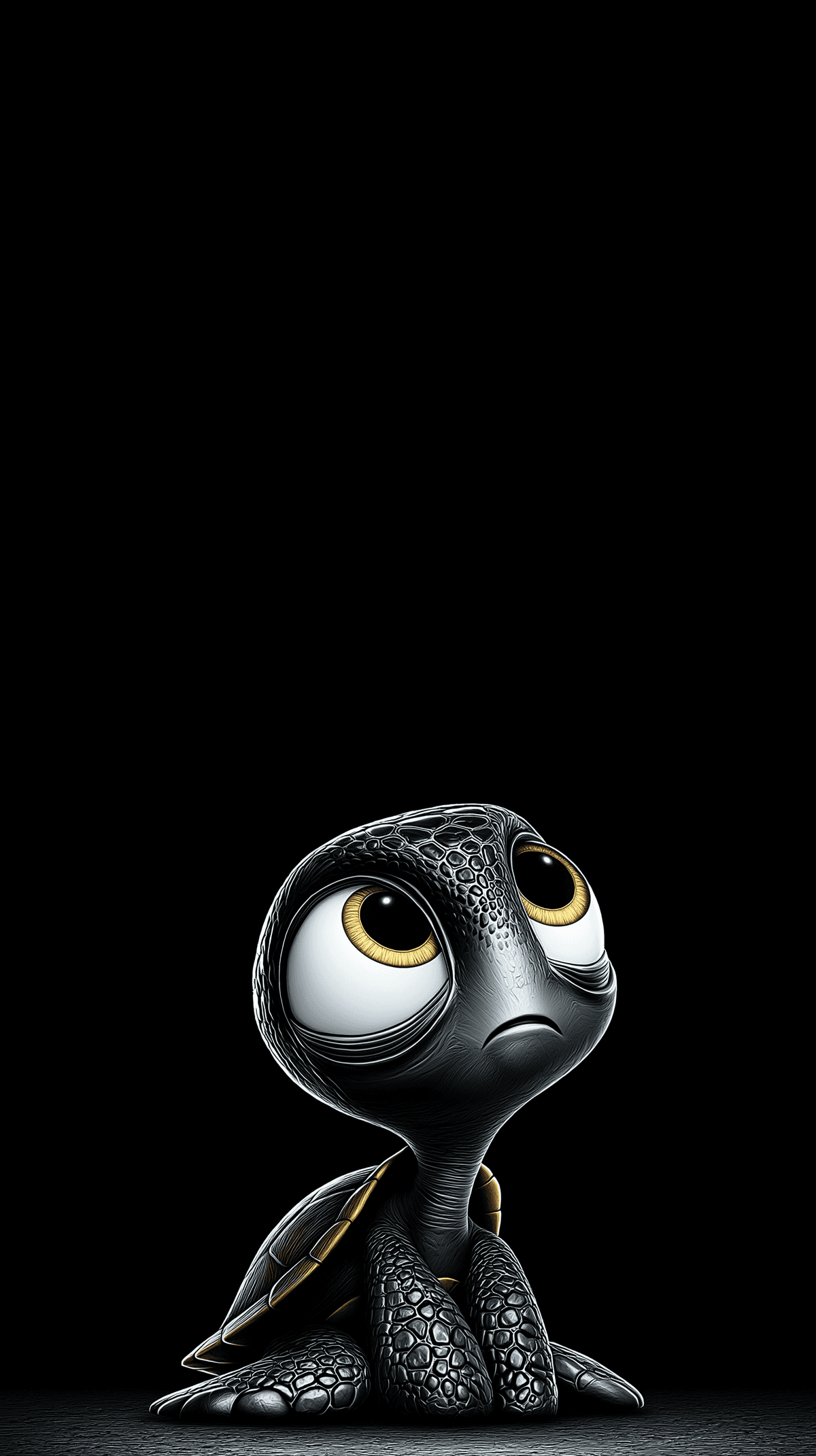 Cute Baby Turtle Looking Up Android Wallpaper – Big Eyes Cartoon Turtle Minimal Dark Background wallpaper - Turtle | Picmaze