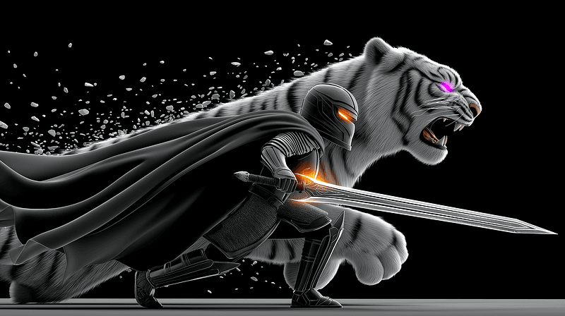 Knight and White Tiger Dark Fantasy 4K Wallpaper - Fantasy Wallpaper desktop Wallpaper | Picmaze