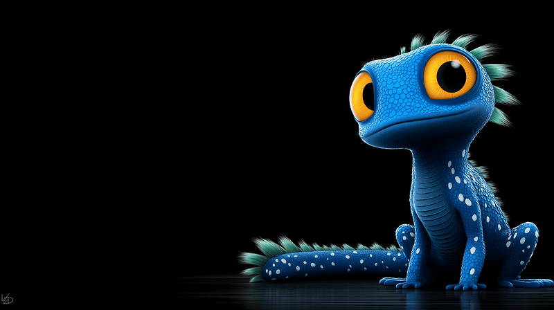 Cute Blue Fantasy Lizard Desktop Wallpaper – Big Eyes Cartoon Creature 4K Background - Desktop Wallpapers  desktop Wallpaper | Picmaze