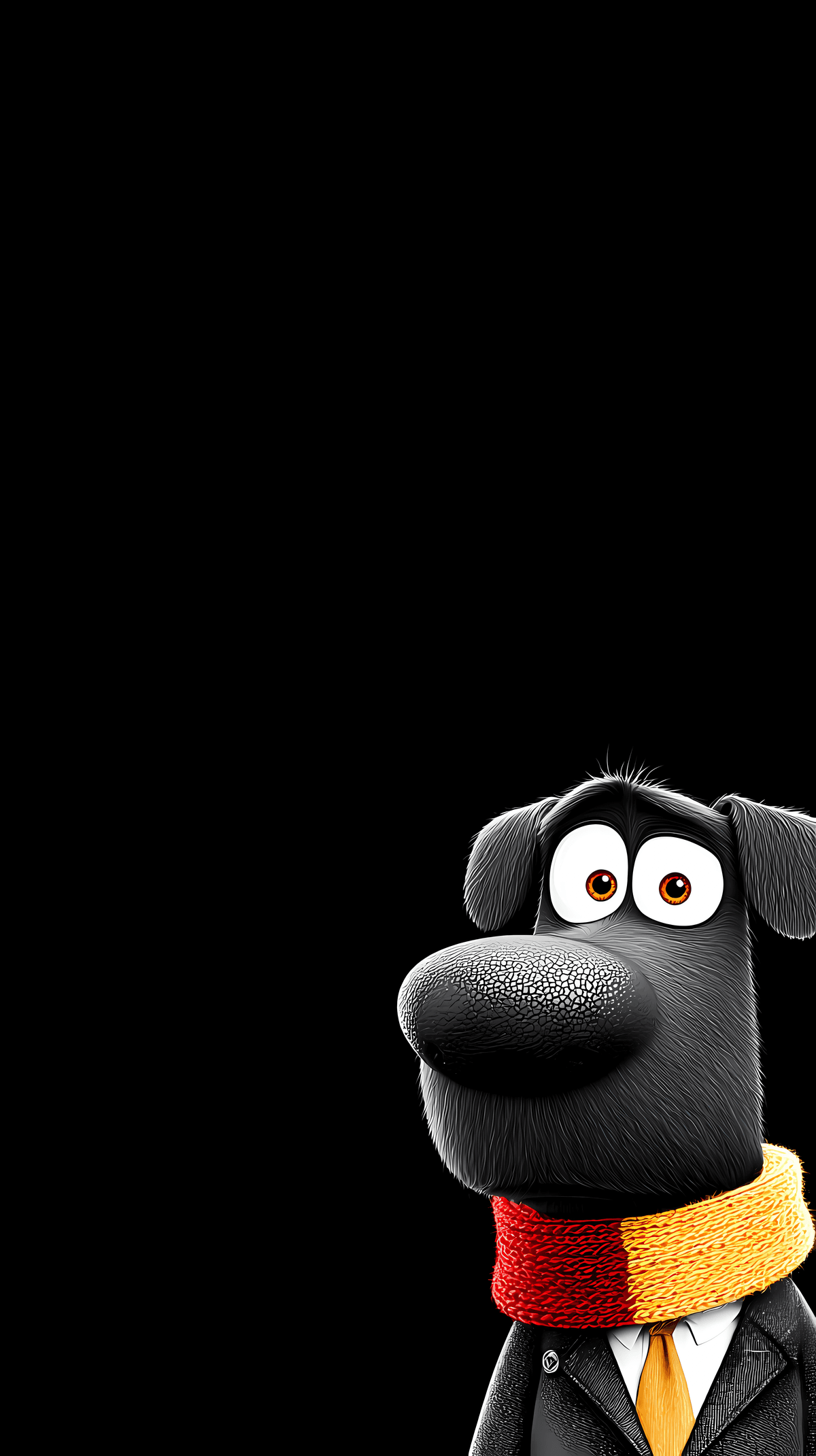Stylish Cartoon Dog with Scarf – Dark Minimal 4K Aesthetic Wallpaper wallpaper - Dogs wallpaper | Picmaze