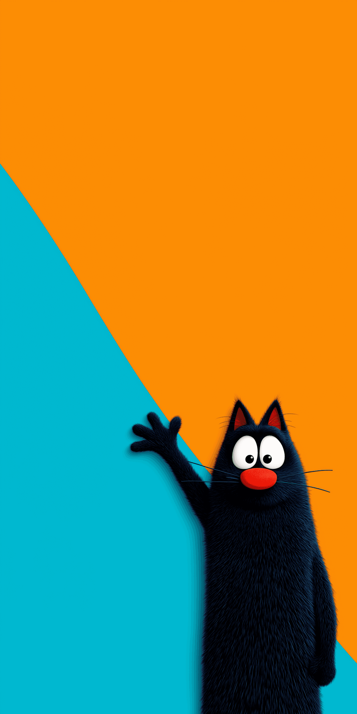 Cute Cartoon Black Cat Wallpaper – Funny Minimal Cat Orange Blue Android Background wallpaper - Cat Wallpapers | Picmaze