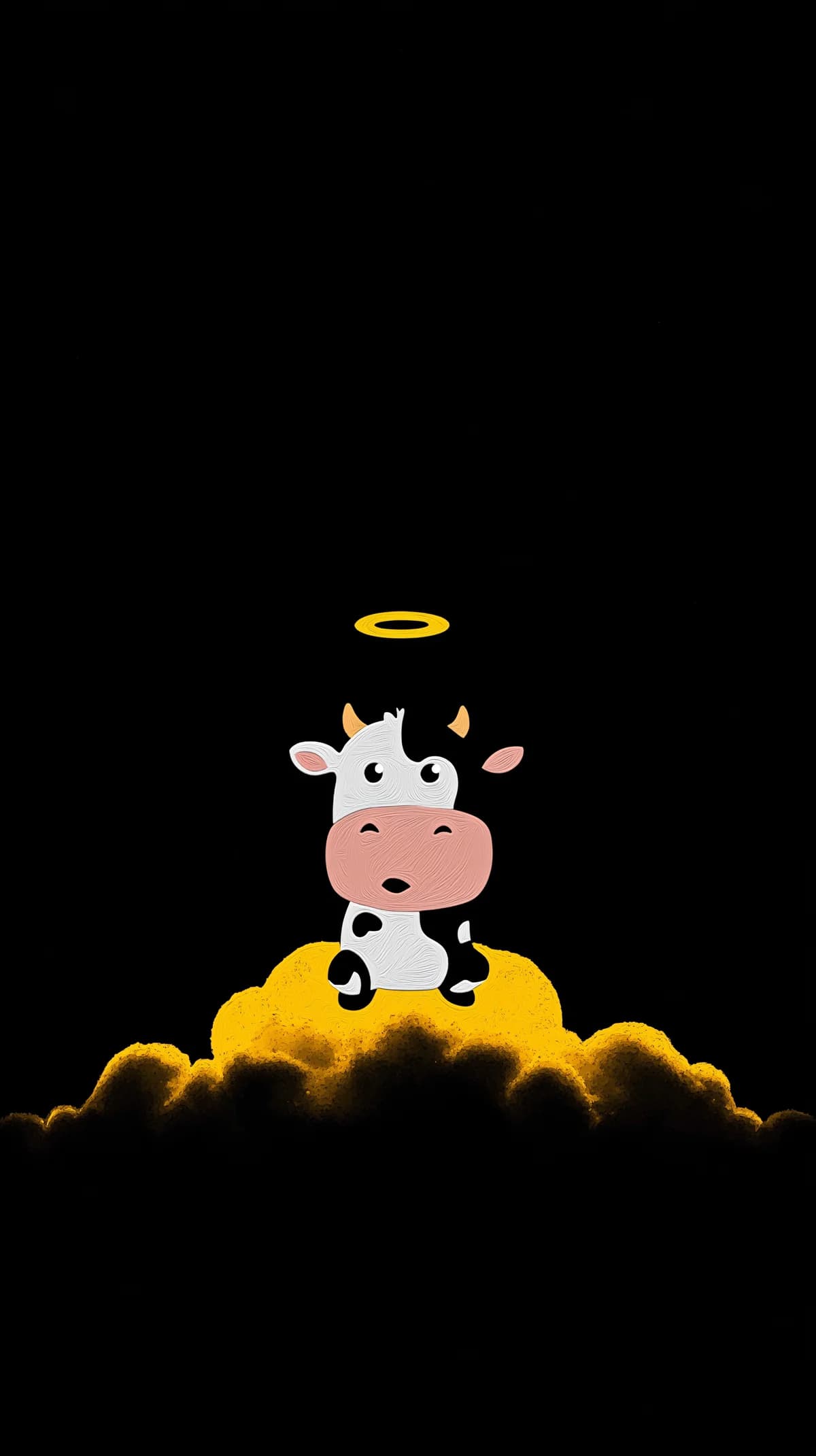 Cute Angel Cow on Golden Cloud Dark Minimal Wallpaper wallpaper - cow | Picmaze