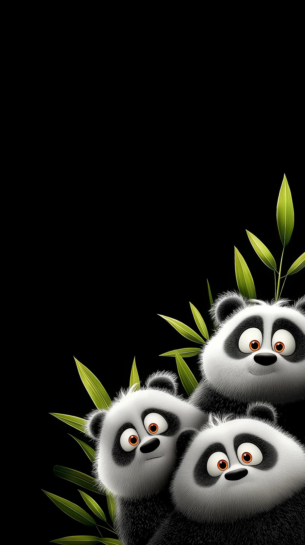 Playful Baby Panda Trio Minimal Black Aesthetic Wallpaper wallpaper - Panda Wallpapers | Picmaze