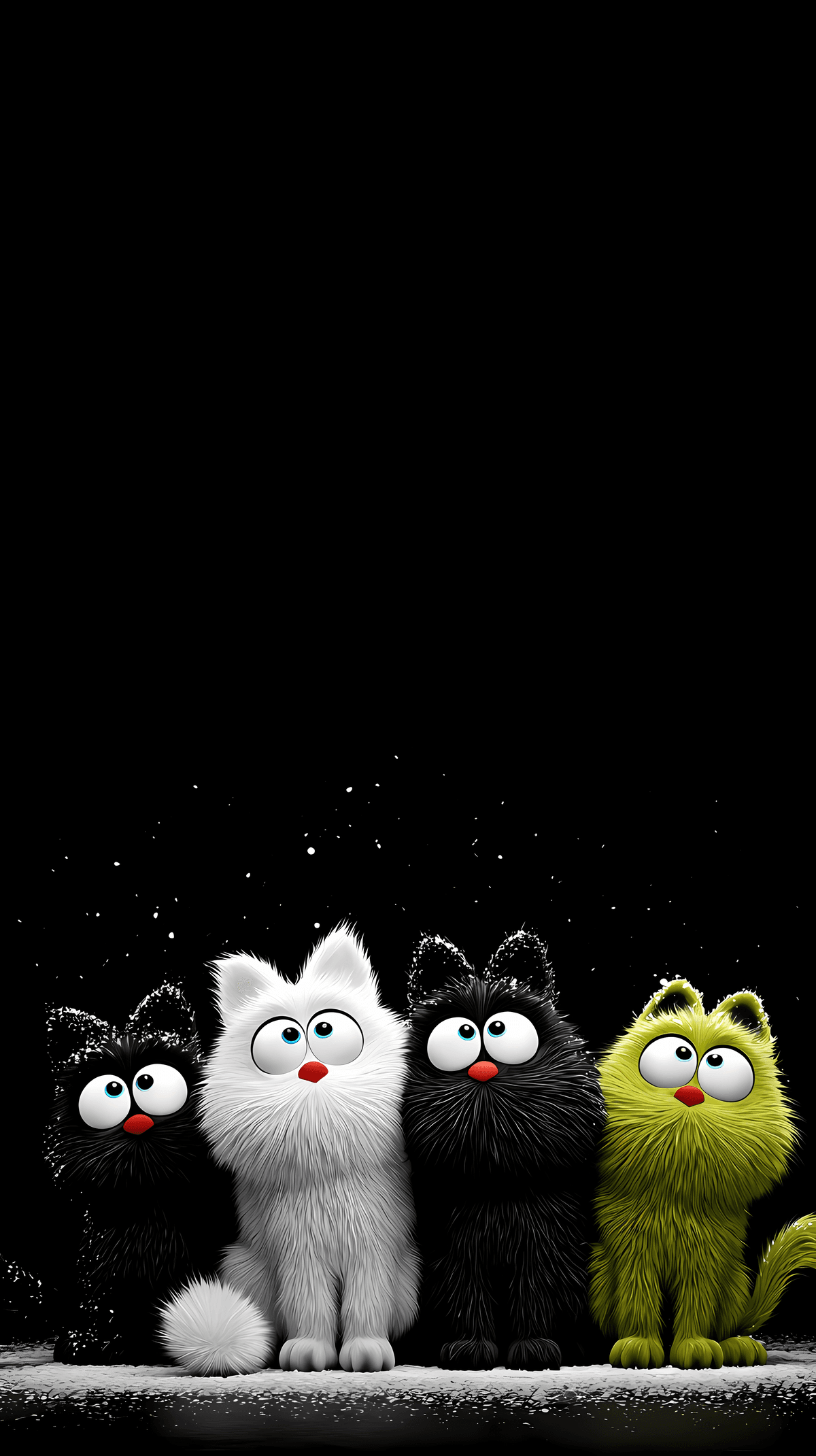Cute Fluffy Cartoon Cats Wallpaper – Funny Big‑Eyes Kittens Night Sky Android Background wallpaper - Cat Wallpapers | Picmaze