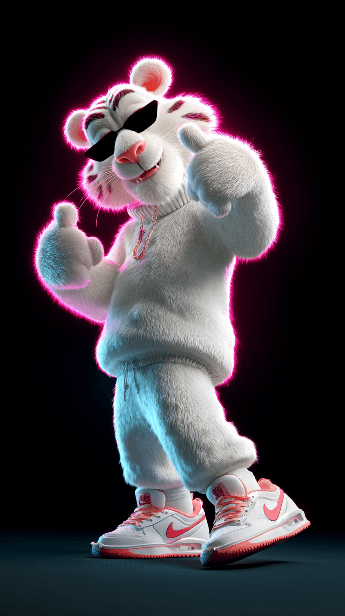 Cool White Tiger 3D Neon Street Wallpaper HD wallpaper - 3D Wallpaper | Picmaze