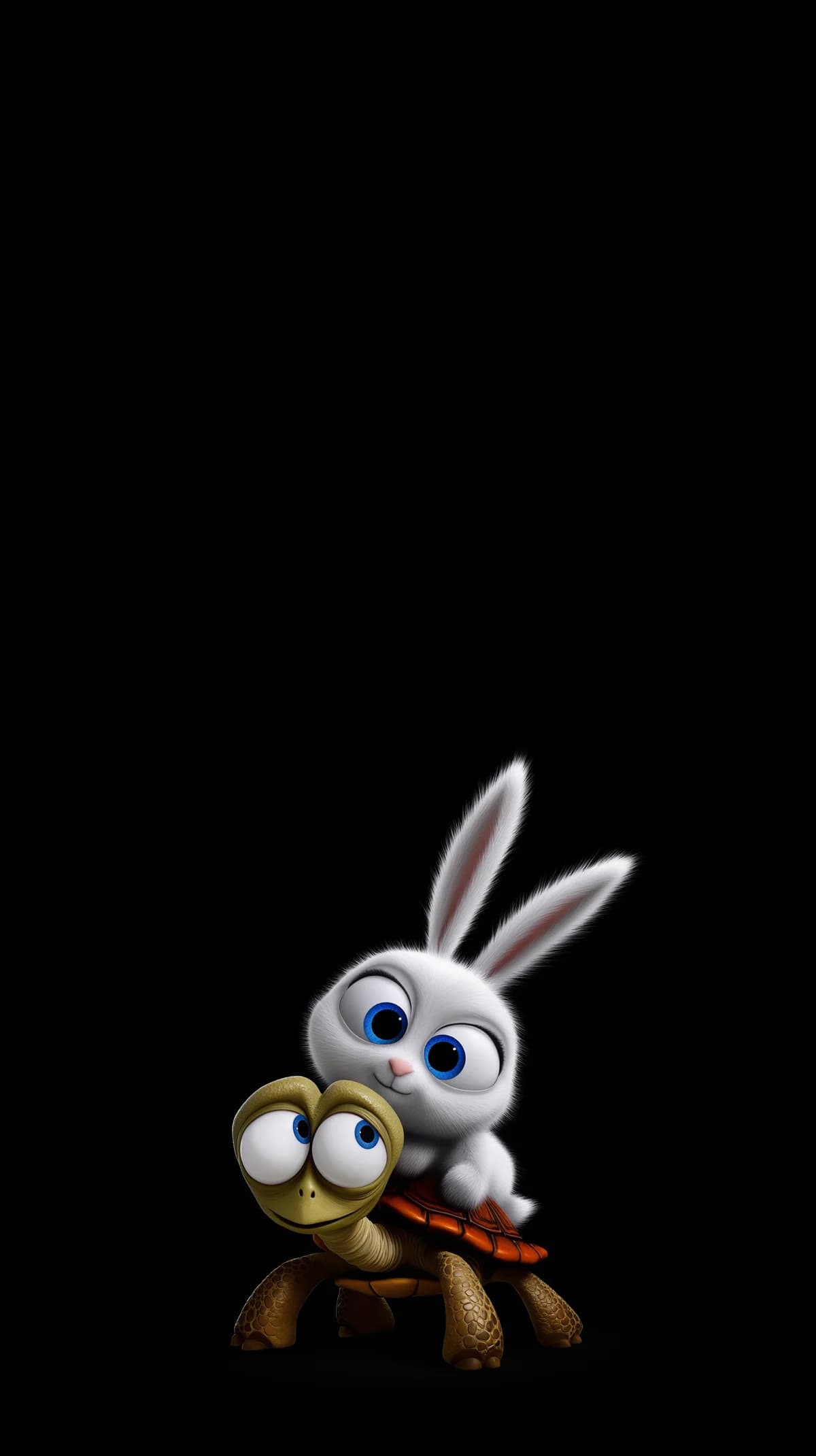 Cute Bunny Riding Turtle Minimal Black Wallpaper 4K wallpaper - 3D Wallpaper | Picmaze