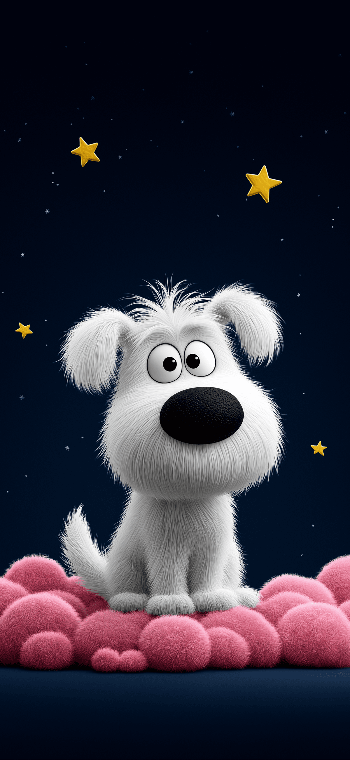 Cute White Puppy Under Starry Night Sky 3D Wallpaper 4K wallpaper - ios wallpapers | Picmaze