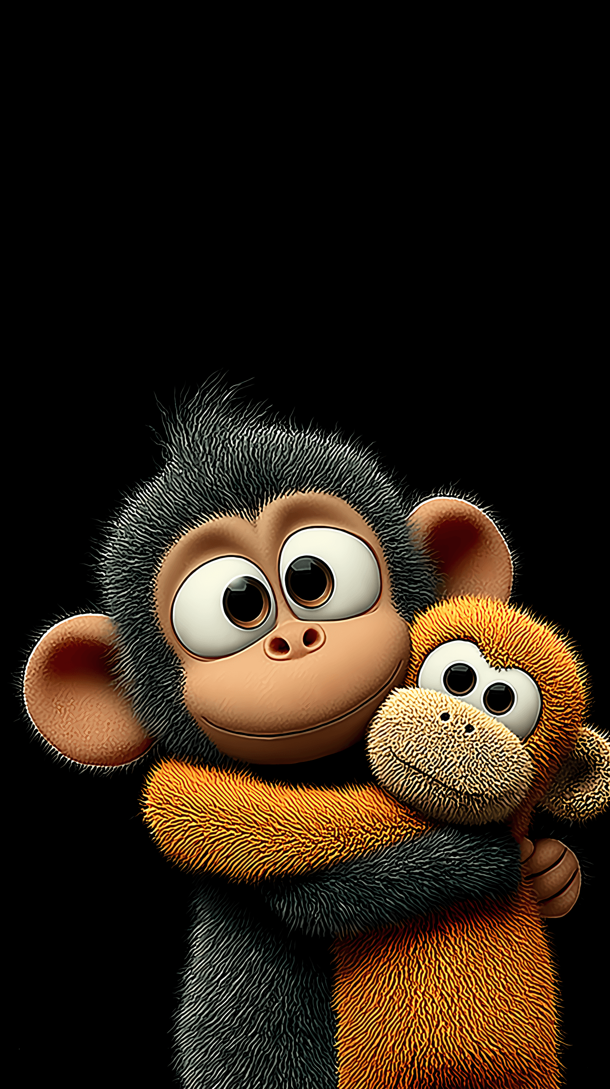 Adorable Monkey Hugging Plush Toy – Cute 4K Dark Aesthetic Wallpaper wallpaper - monkey | Picmaze