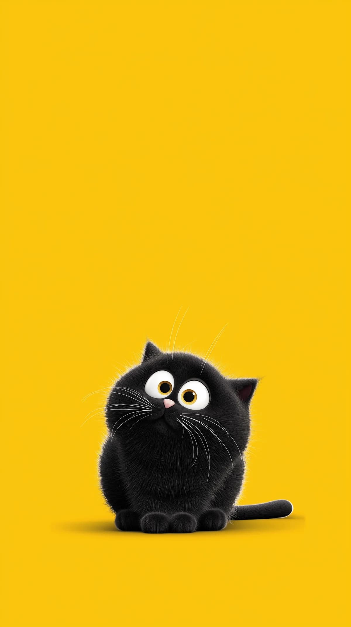 Adorable Wide-Eyed Black Cat on Yellow 4K Wallpaper wallpaper - Cat Wallpapers | Picmaze