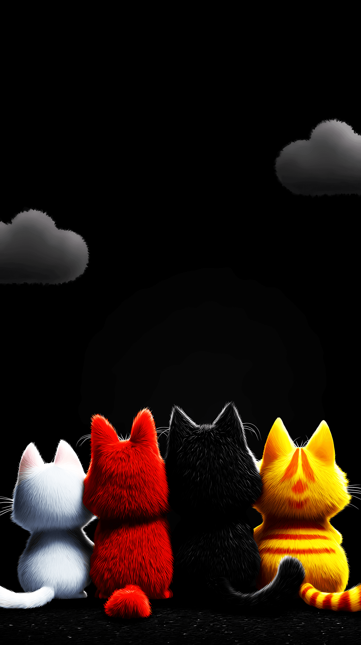 Cute Colorful Cats Looking at the Sky Wallpaper – Fluffy Cartoon Kittens Android Background wallpaper - Cat Wallpapers | Picmaze