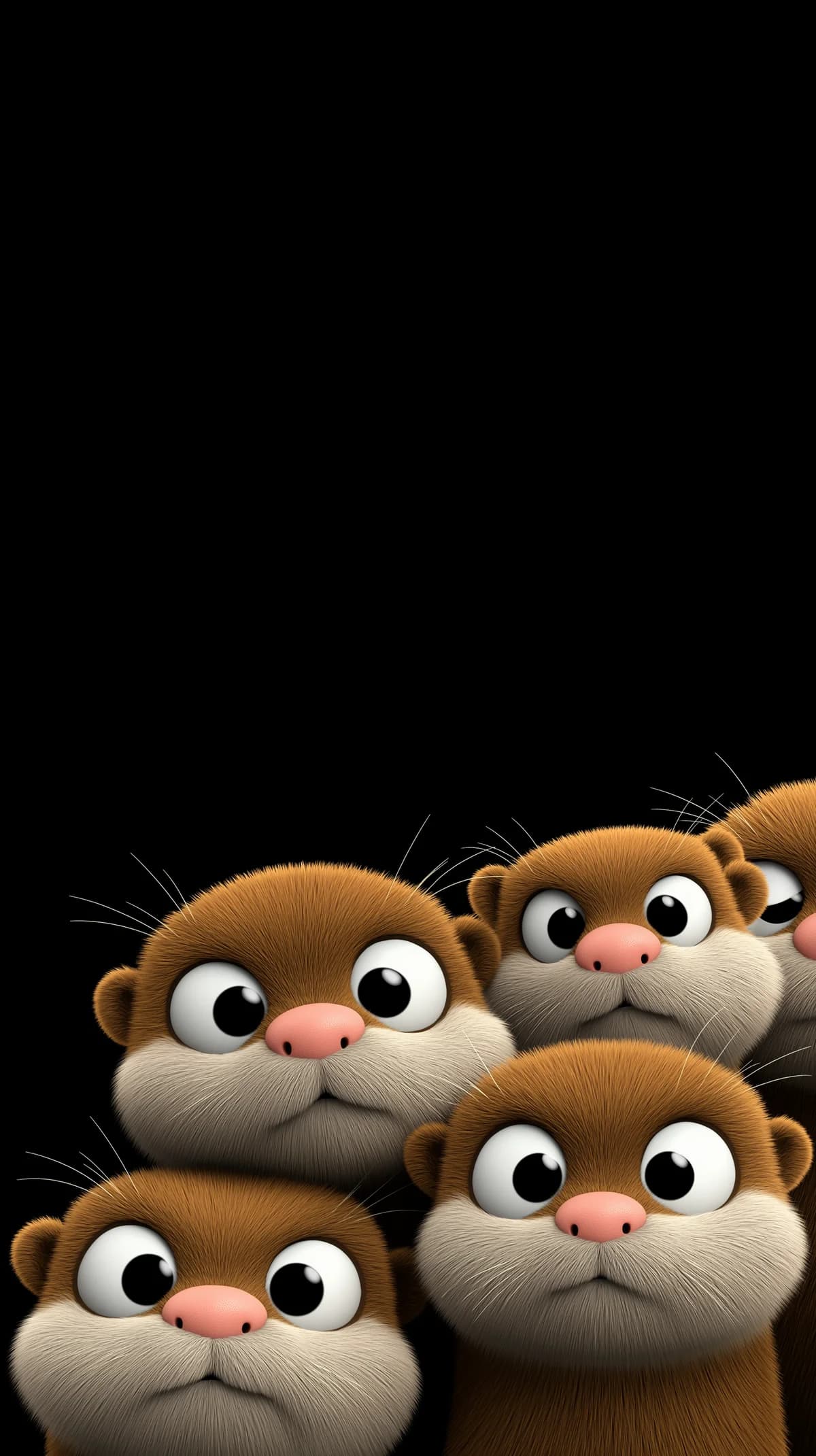 Cute Big Eyes Otter Wallpaper 3D Black Background HD wallpaper - Otters | Picmaze