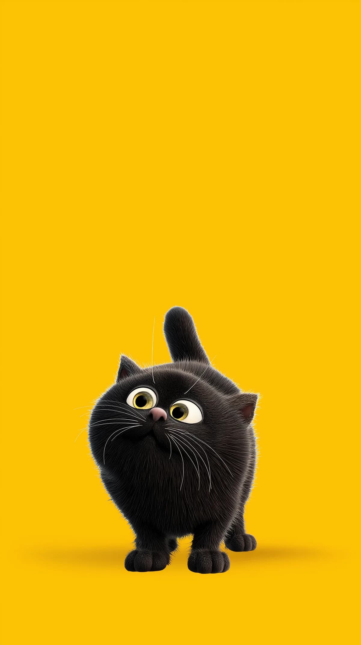 Playful Black Cat Looking Up Yellow 4K Aesthetic Wallpaper wallpaper - Cat Wallpapers | Picmaze