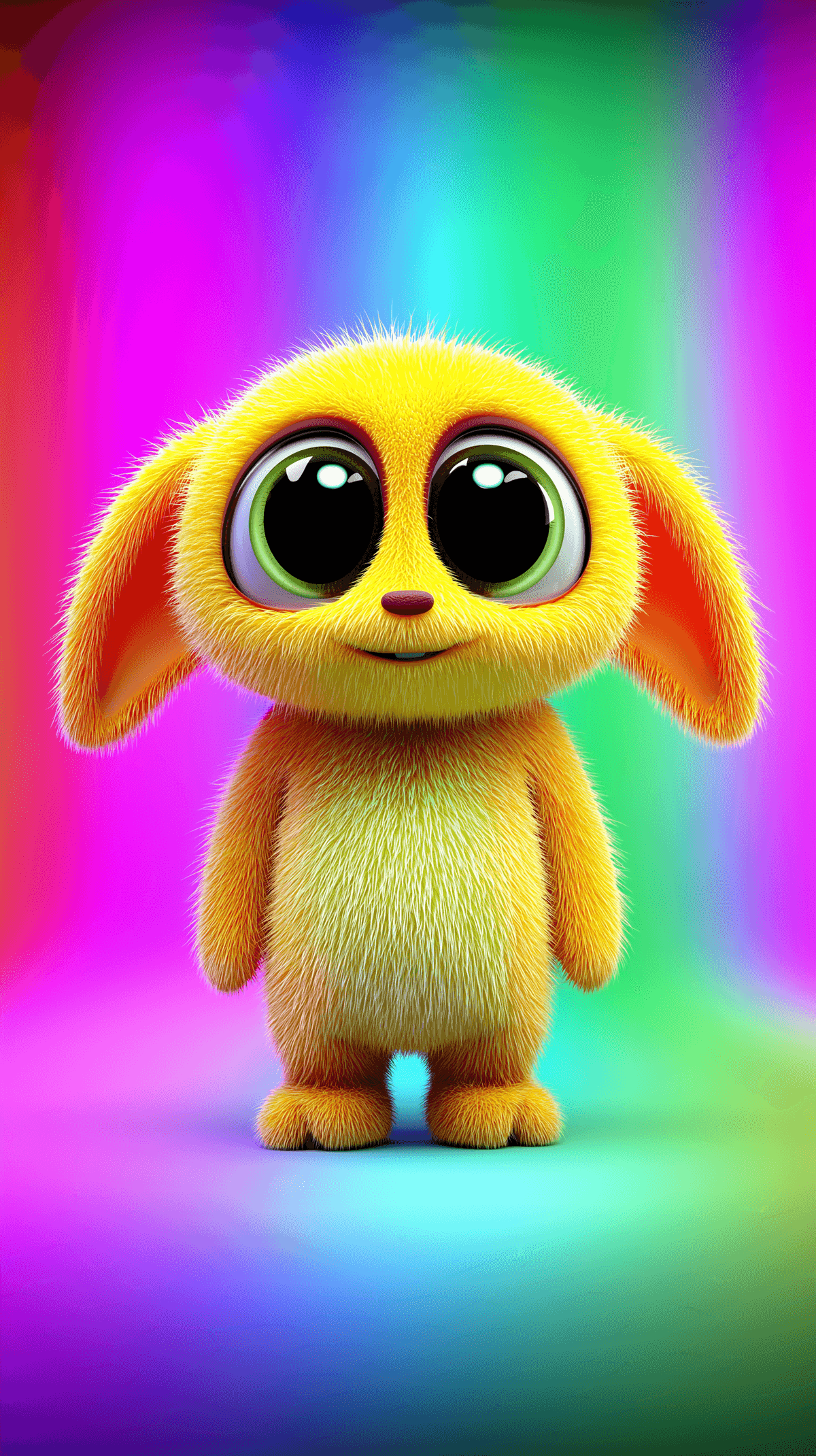 Cute Yellow Cartoon Bunny Wallpaper with Colorful Gradient wallpaper - 3D Wallpaper | Picmaze
