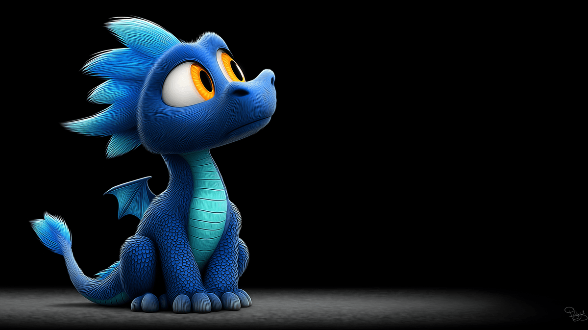 Cute Blue Baby Dragon Wallpaper – Fantasy Creature Dark Aesthetic 4K Background wallpaper - Desktop Wallpapers  | Picmaze