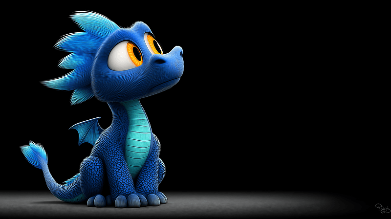 Cute Blue Baby Dragon Wallpaper – Fantasy Creature Dark Aesthetic 4K Background - Desktop Wallpapers  desktop Wallpaper | Picmaze