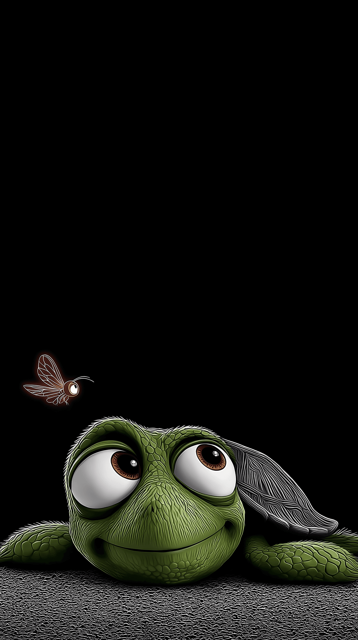 Cute Cartoon Turtle Lying Down Android Wallpaper – Big Eyes Baby Turtle with Butterfly wallpaper - Turtle | Picmaze