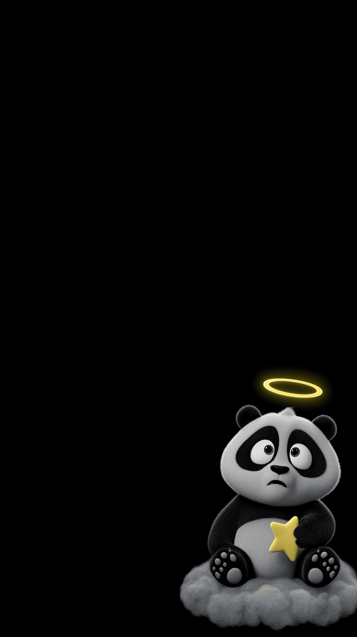 Cute Angel Panda Android Wallpaper – Cartoon Panda with Halo and Star on Cloud Dark Background wallpaper - Panda Wallpapers | Picmaze