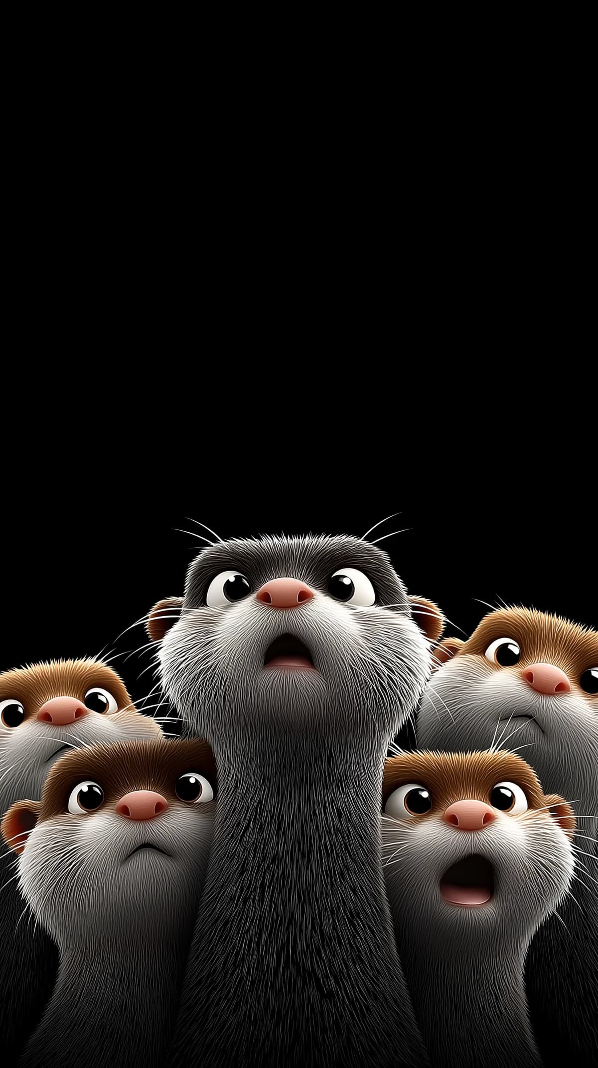 Cute 3D Otter Family Wallpaper Black Background 4K wallpaper - Otters | Picmaze