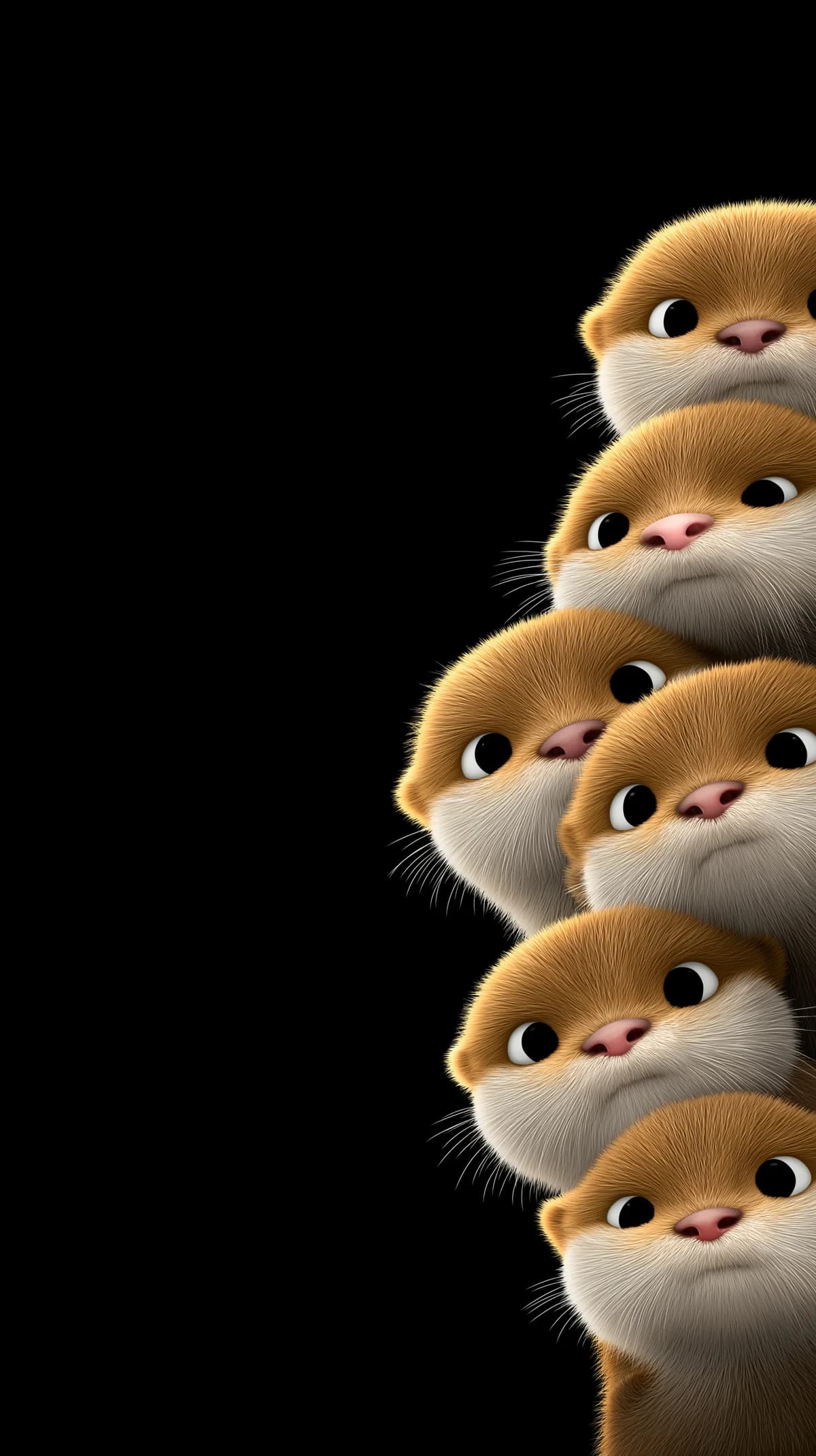 Cute 3D Baby Otter Stack Wallpaper Black Background wallpaper - Otters | Picmaze