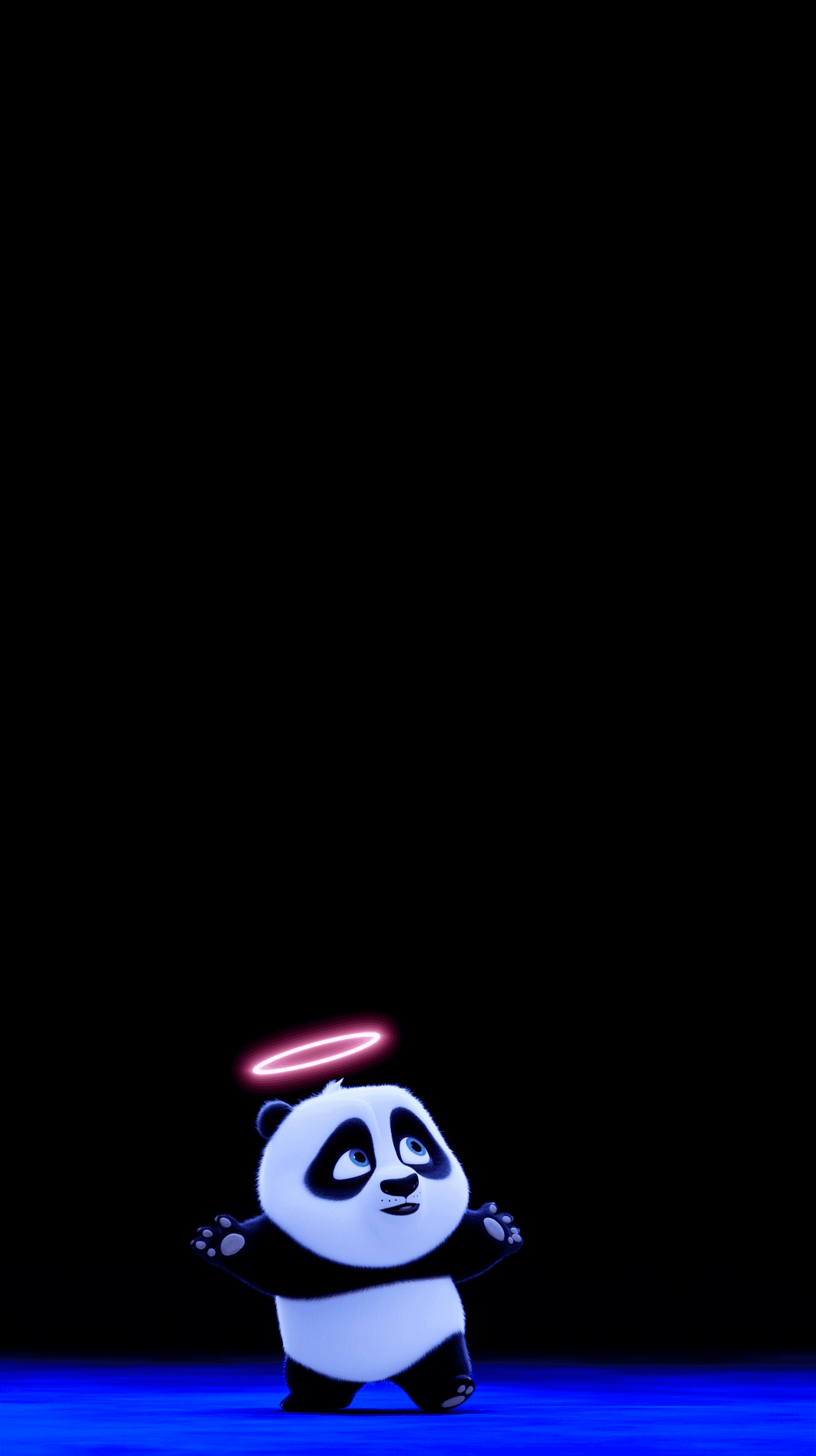 Cute Neon Angel Panda Android Wallpaper – Cartoon Panda with Pink Halo Glow Dark Background wallpaper - Panda Wallpapers | Picmaze