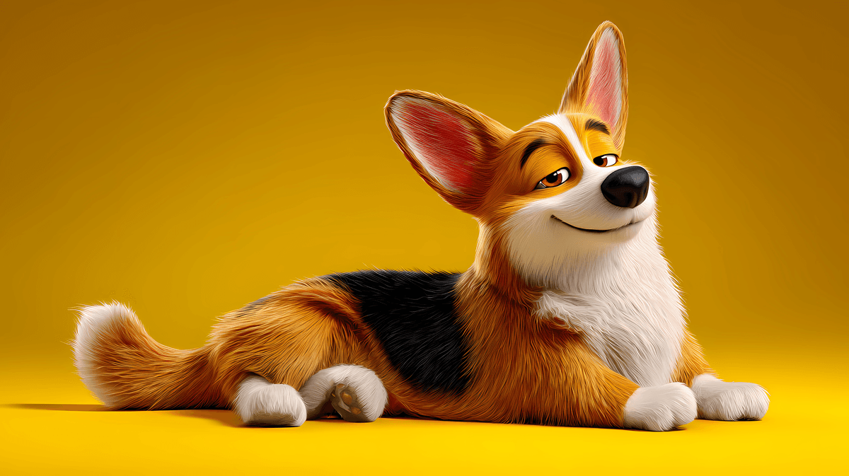 Stylish Corgi Dog Desktop Wallpaper – Cute Cartoon Pet Yellow Aesthetic Background wallpaper - pc wallpapers | Picmaze