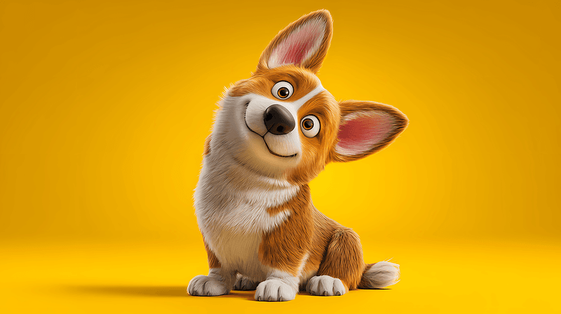 Cute Curious Corgi Desktop Wallpaper – Cartoon Puppy Yellow Background 4K - pc wallpapers desktop Wallpaper | Picmaze
