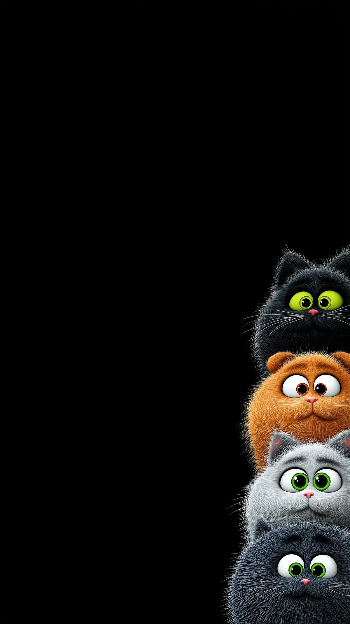Cute Cartoon Cats Stack Wallpaper 4K Black Background wallpaper - Cat Wallpapers | Picmaze