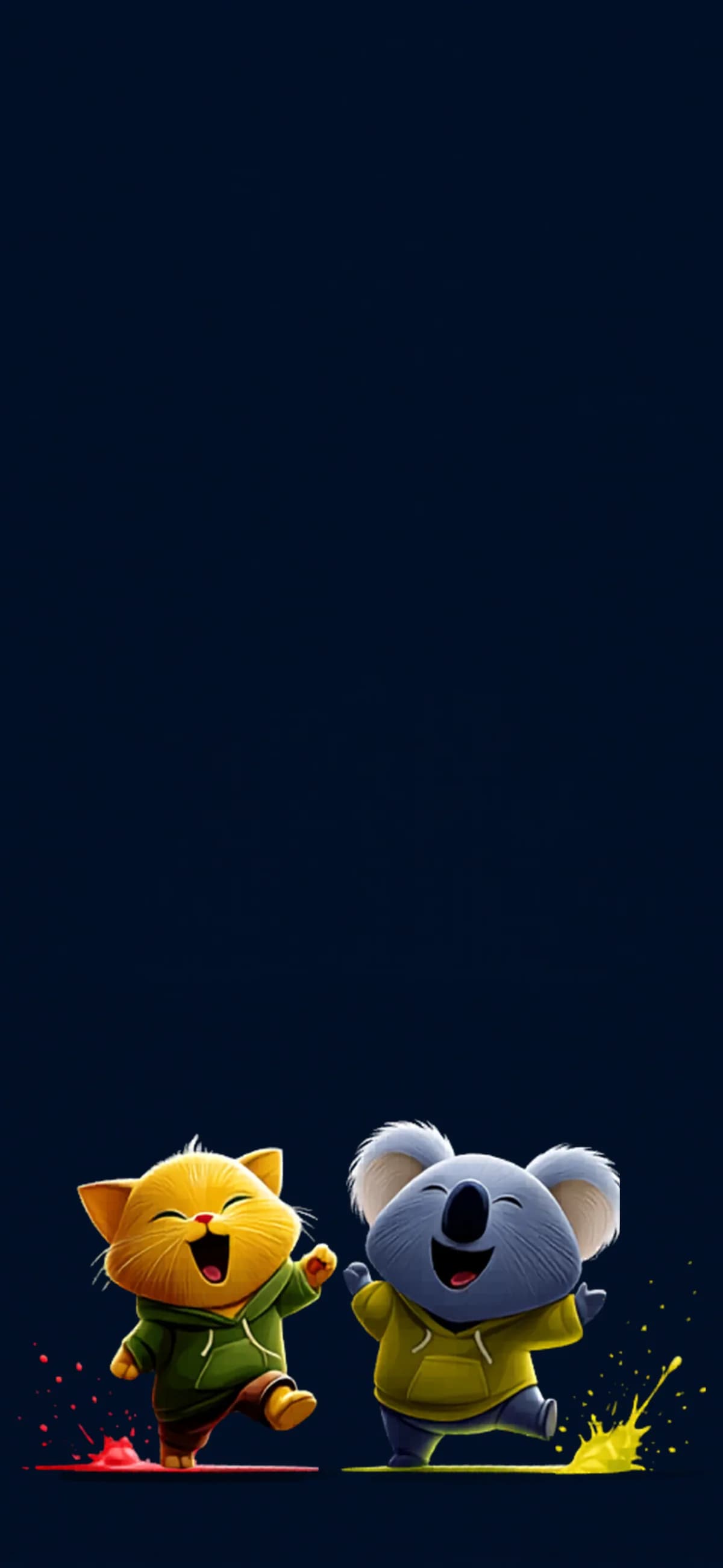 Cute Cat and Koala 3D Cartoon Dark iPhone Wallpaper wallpaper - ios wallpapers | Picmaze