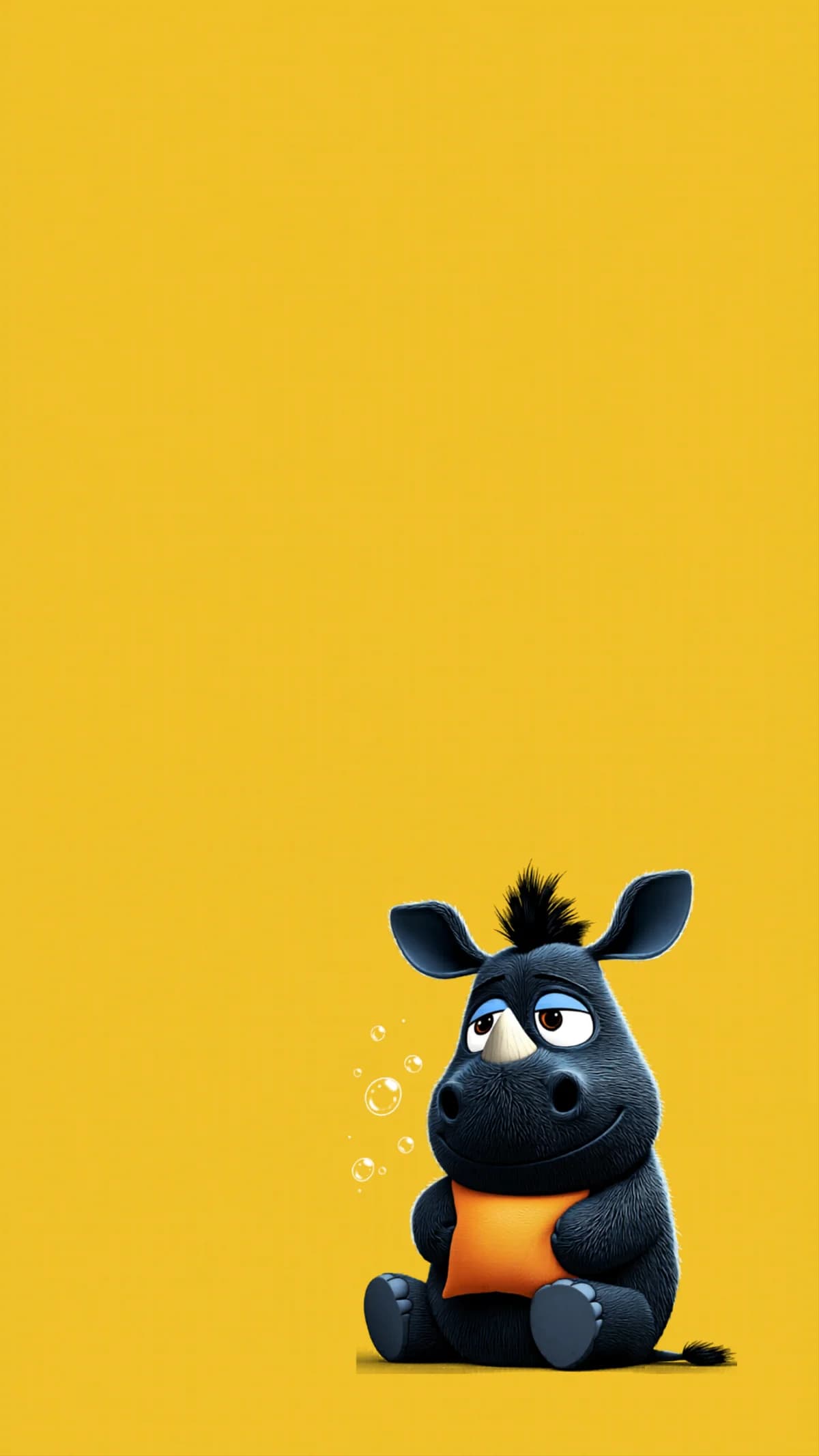 Cute Rhino Pillow Cartoon Minimal Yellow Aesthetic Wallpaper wallpaper - 3D Wallpaper | Picmaze