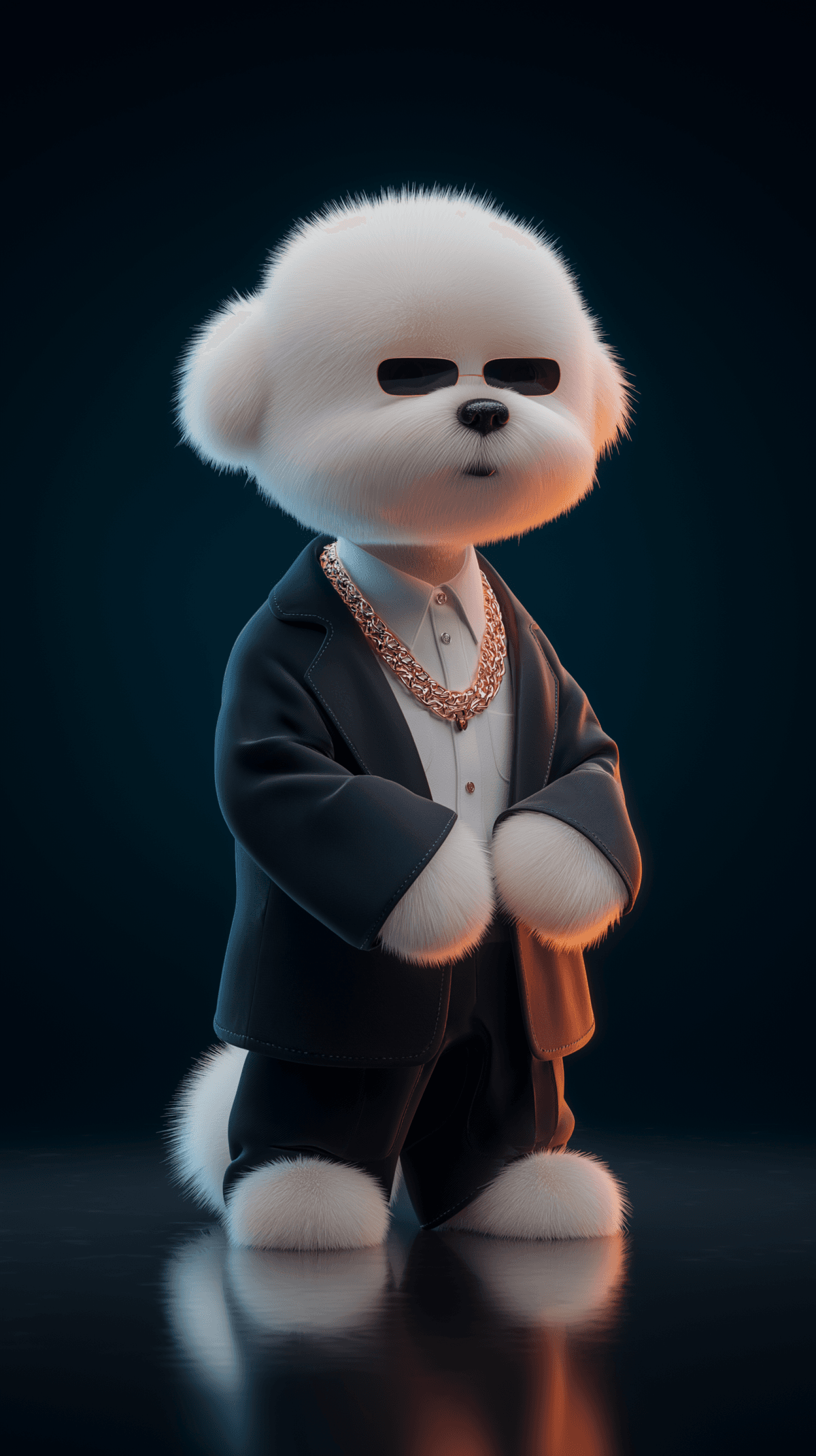 3D Cute White Dog AMOLED Wallpaper in Luxury Suit – Stylish Android Background wallpaper - Mobile | Picmaze