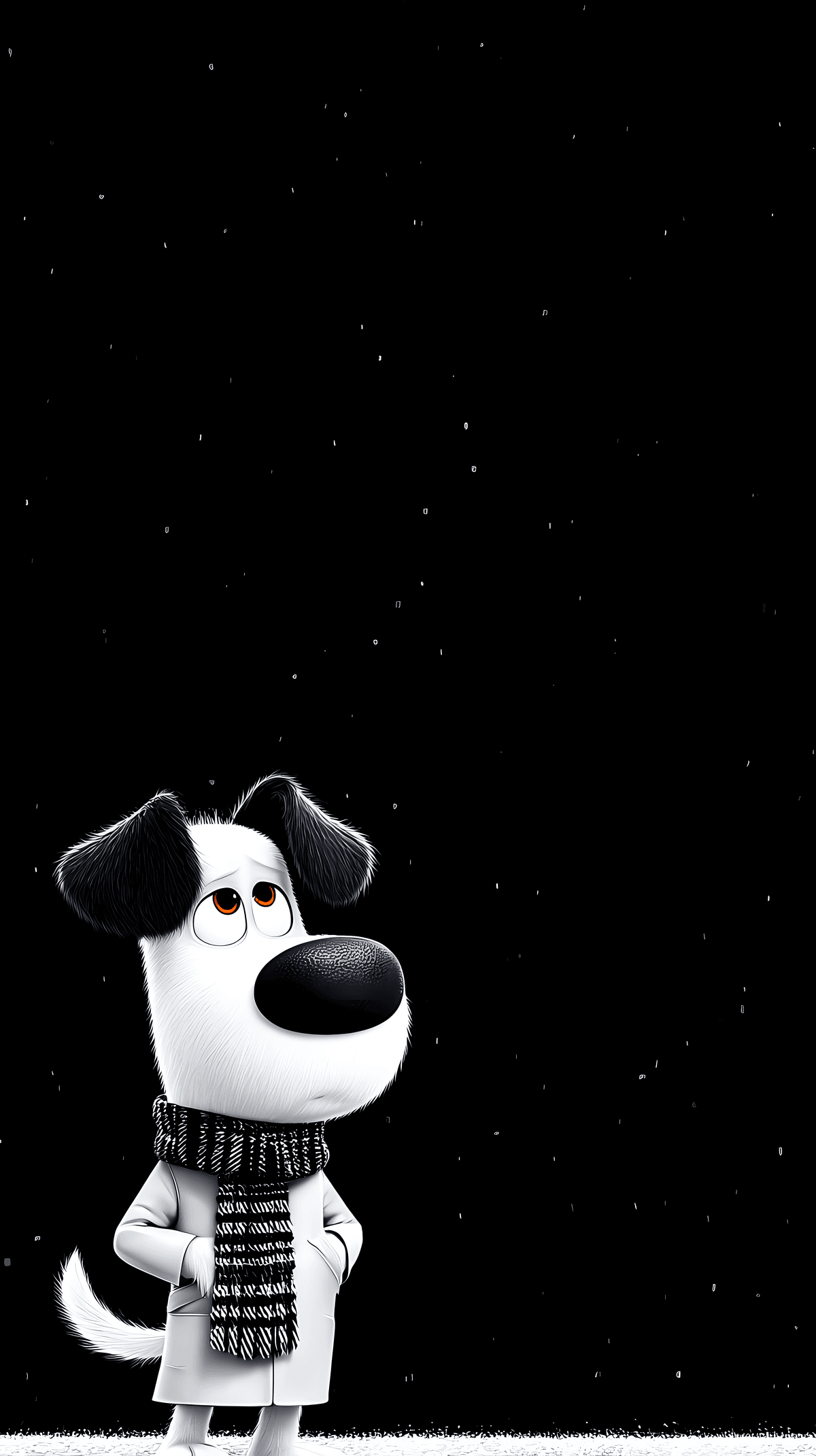 Cute Cartoon Dog in Winter Scarf – Aesthetic Dark Snow 4K Wallpaper wallpaper - Dogs wallpaper | Picmaze