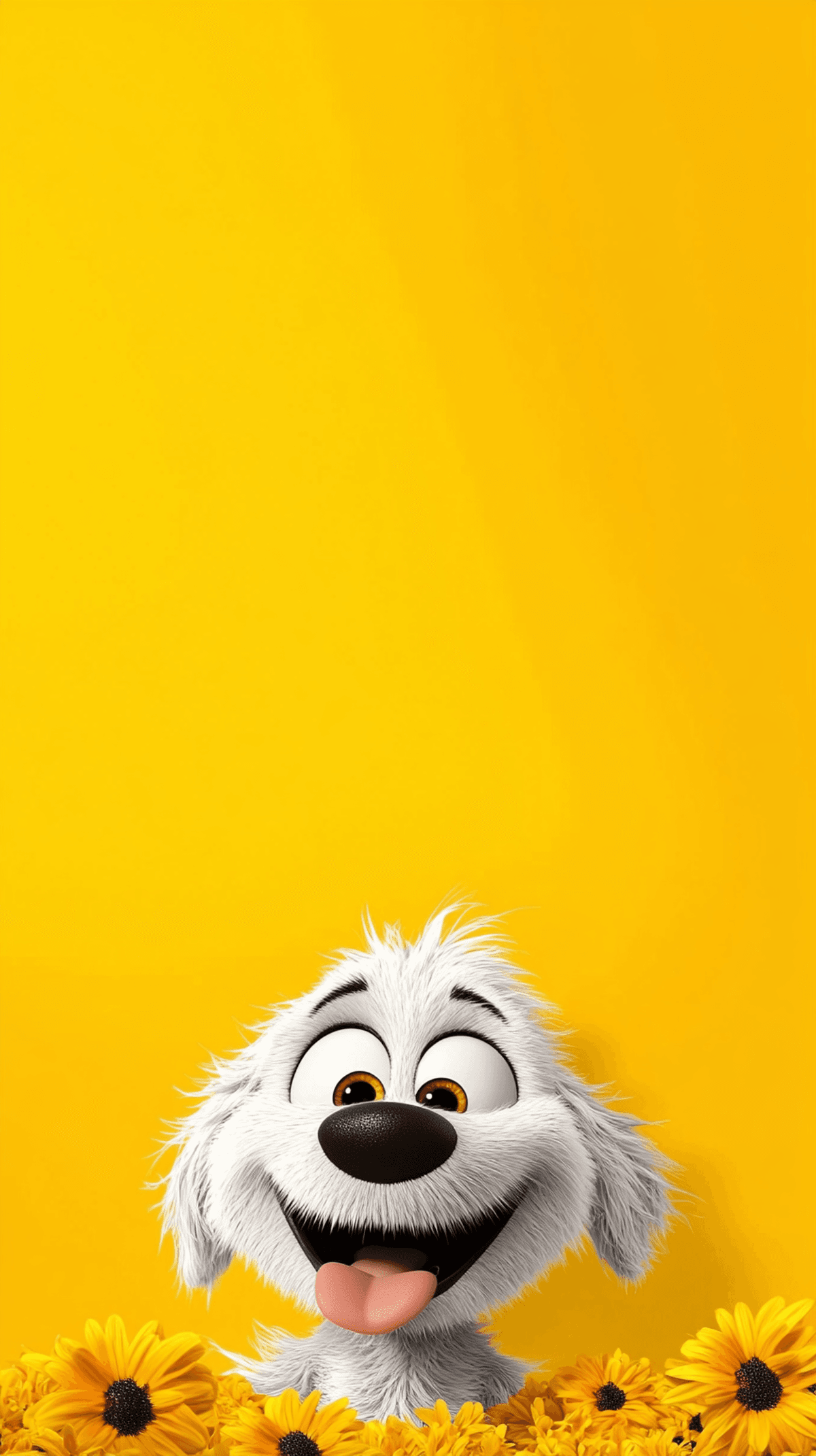 Cute Happy White Puppy Wallpaper 4K Yellow Floral Background wallpaper - Dogs wallpaper | Picmaze