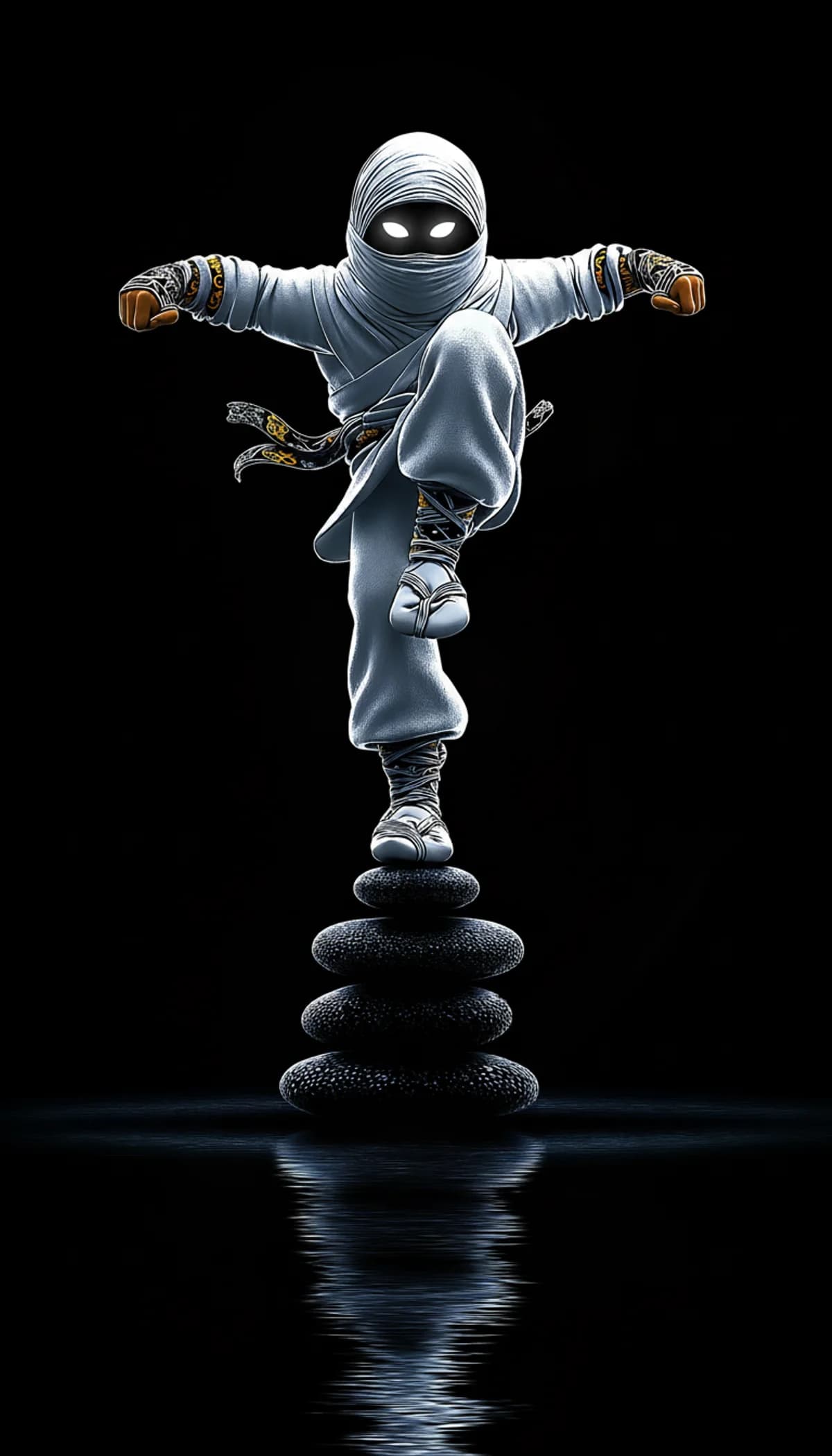 White Ninja Balance Zen Stones 4K HD Wallpaper wallpaper - Ninja Wallpapers  | Picmaze