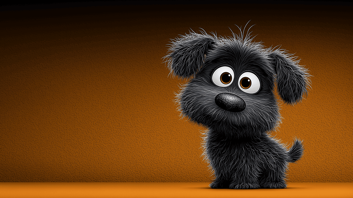 Cute Black Puppy 4K Cartoon Aesthetic Wallpaper wallpaper - 3D Wallpaper | Picmaze