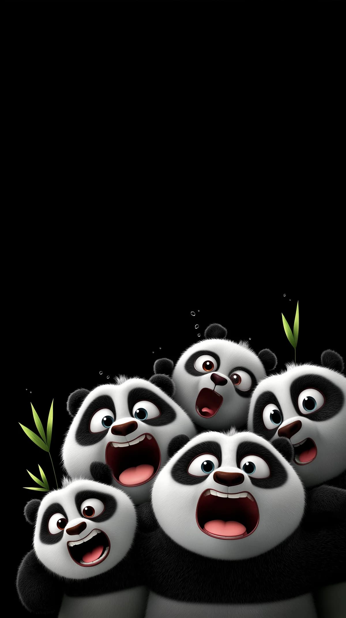 Excited Panda Crowd Cute Dark Minimal Phone Wallpaper wallpaper - Panda Wallpapers | Picmaze