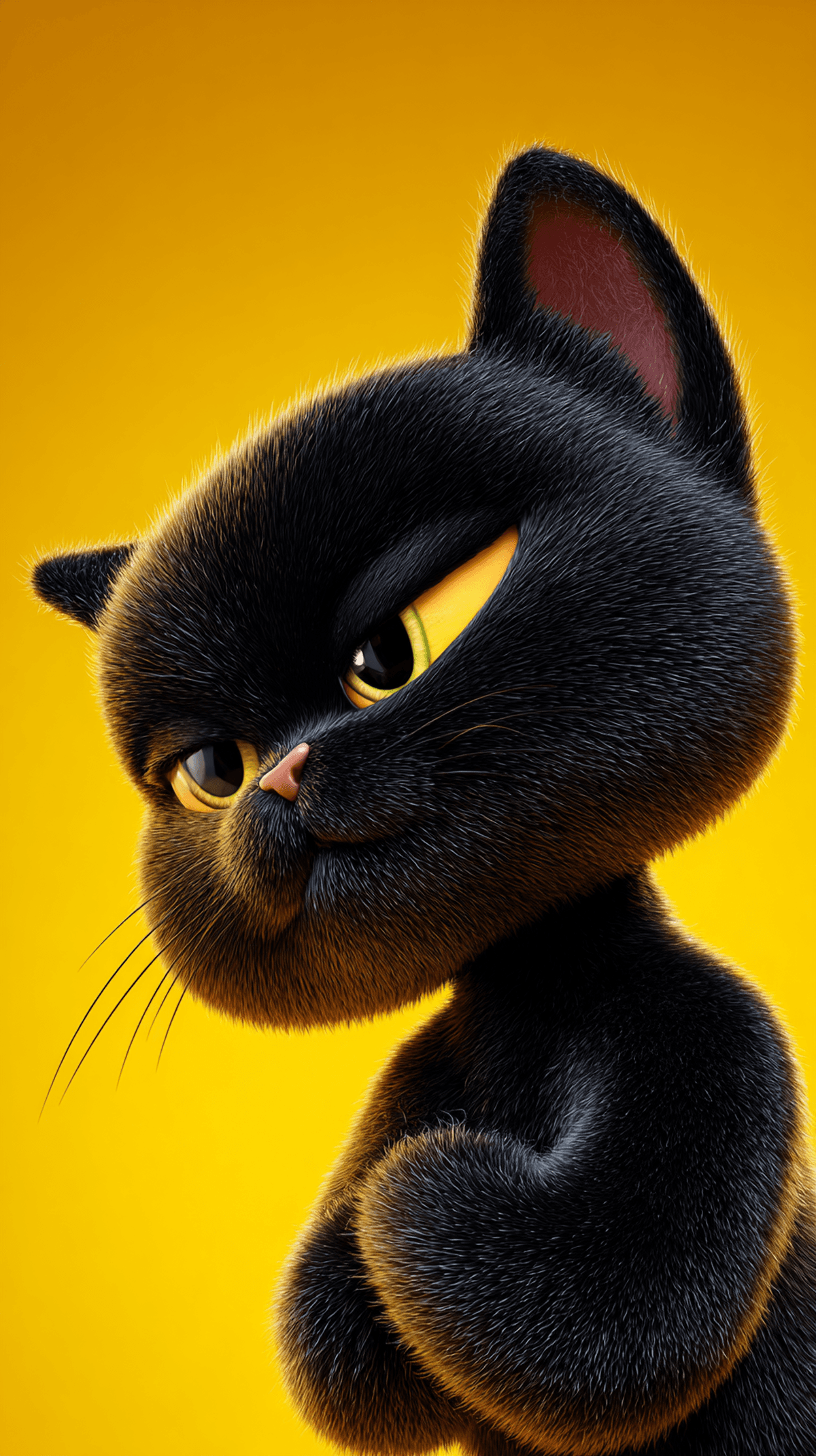 Cute Black Cat Android Wallpaper – Stylish 3D Cartoon Character Yellow Background wallpaper - Cat Wallpapers | Picmaze